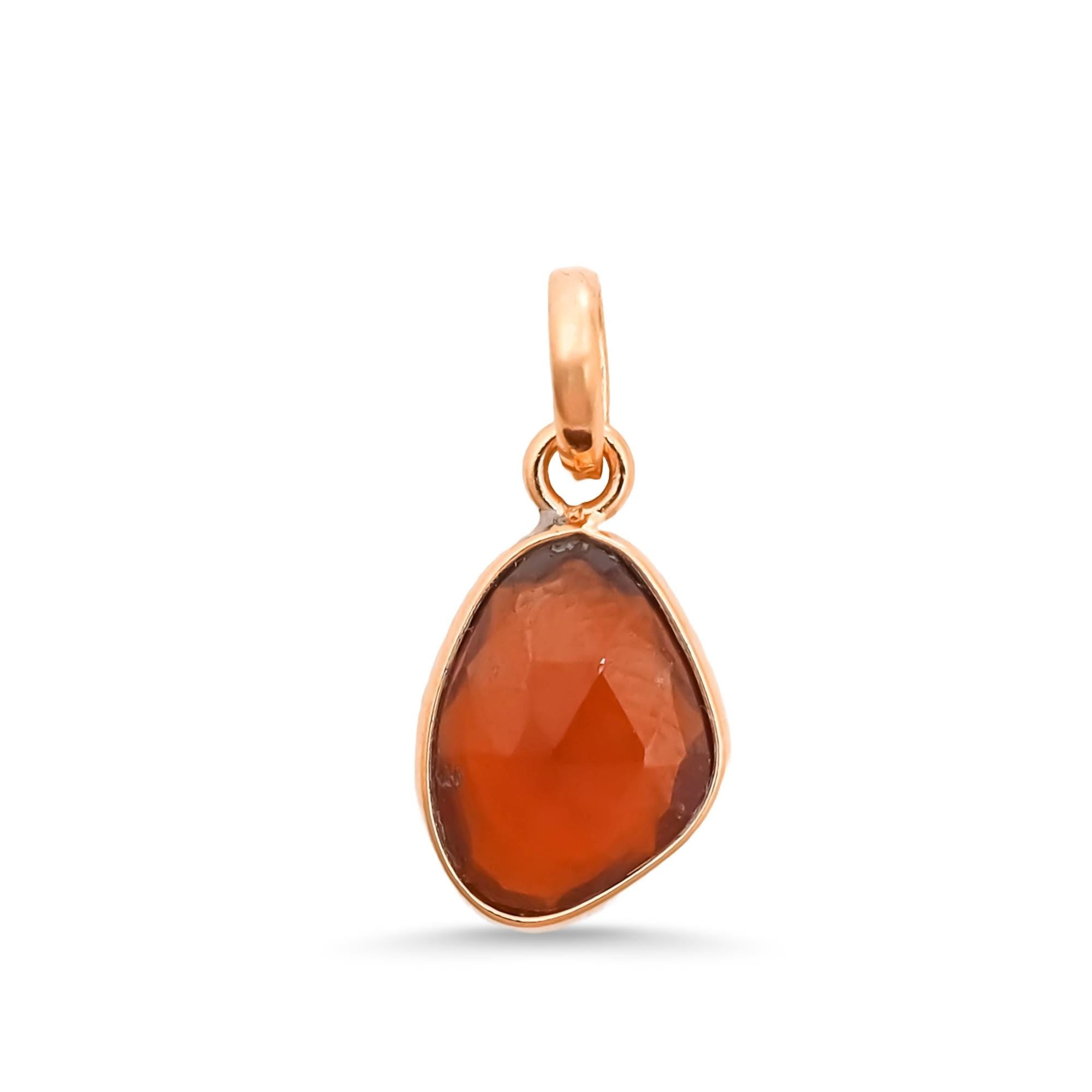 Handcrafted Hessonite Pendant: Natural Gemstone, Sterling Silver