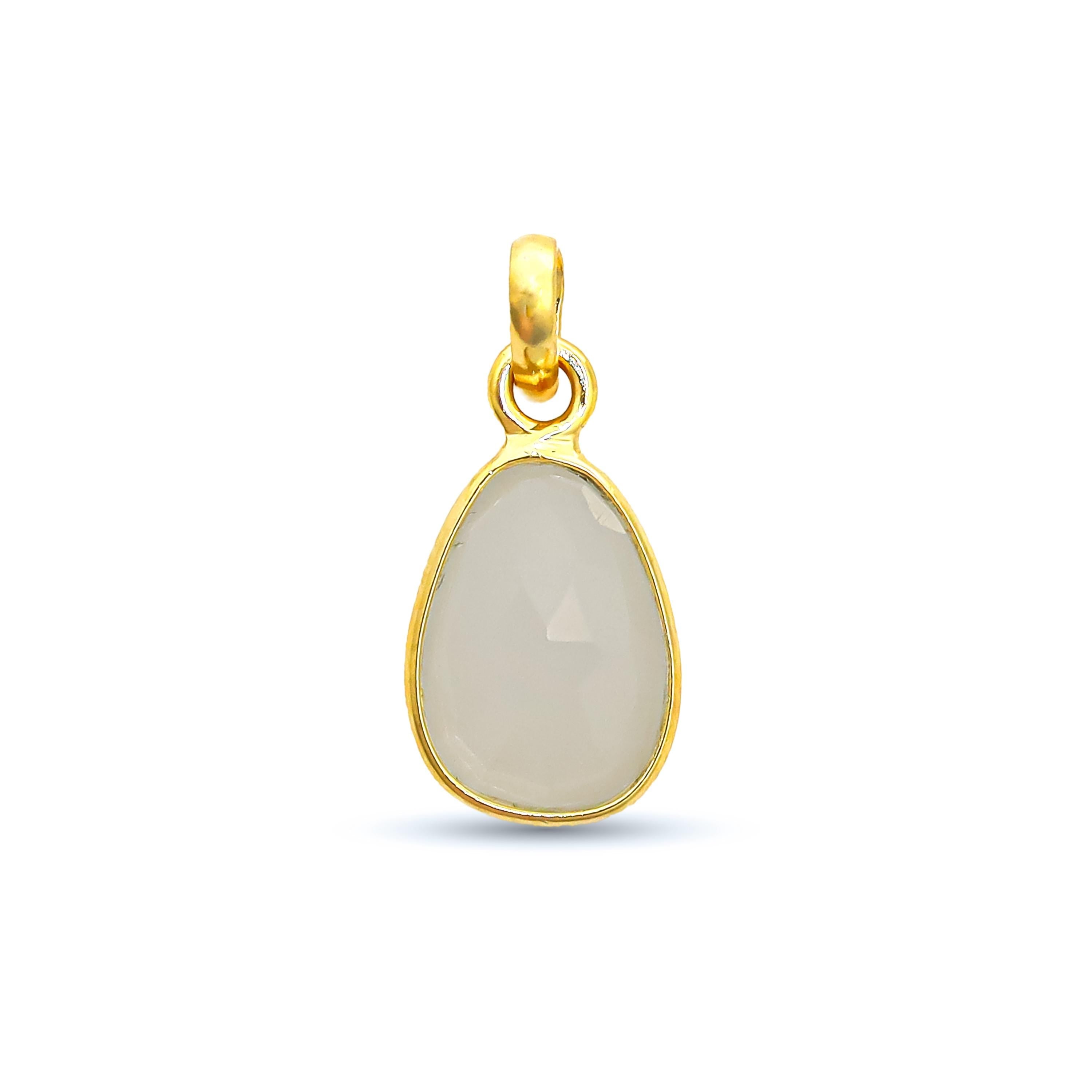 925 Sterling Silver White Moonstone Pendant - Rose Cut Gemstone