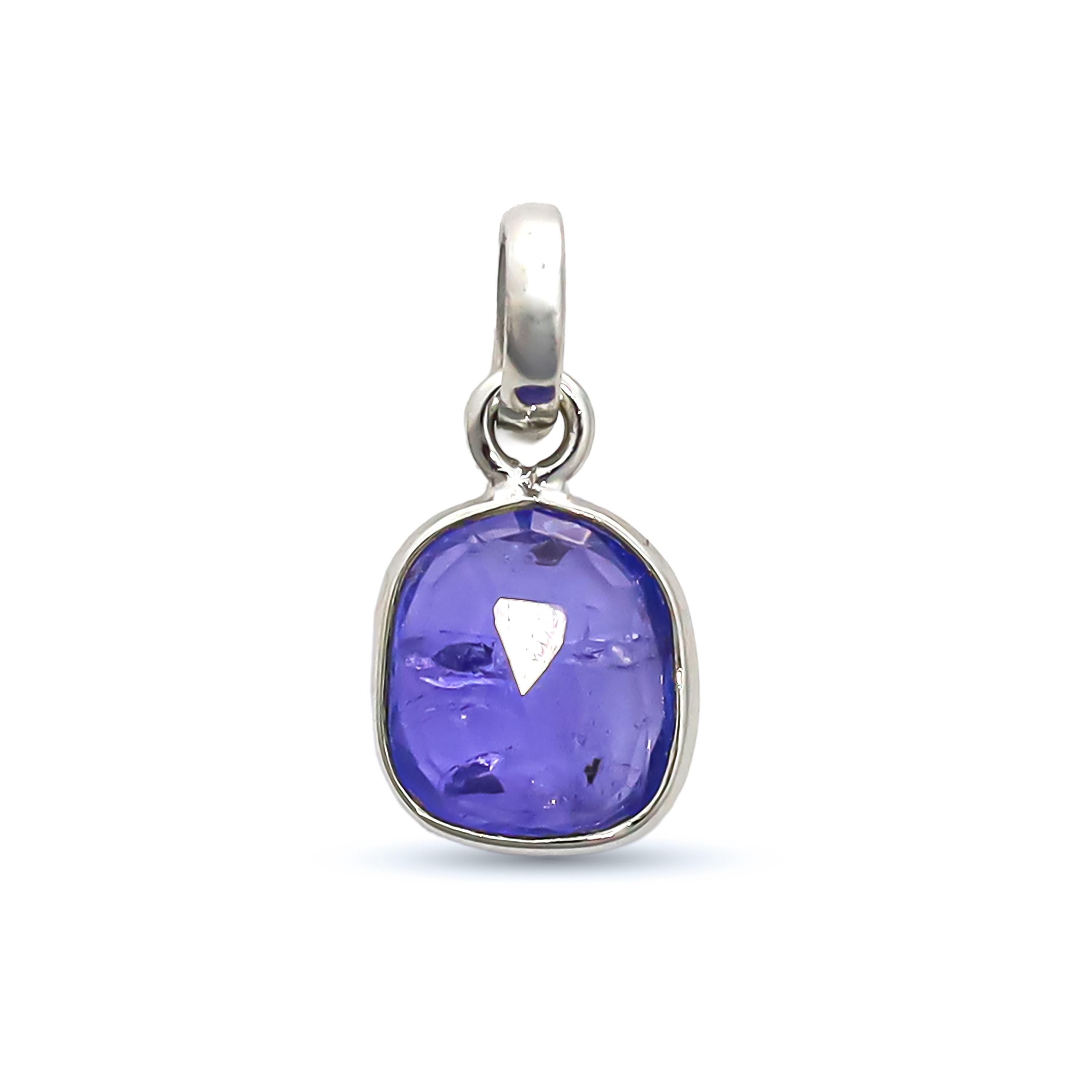 Rose Cut Tanzanite Silver Pendant Necklace: December Birthstone