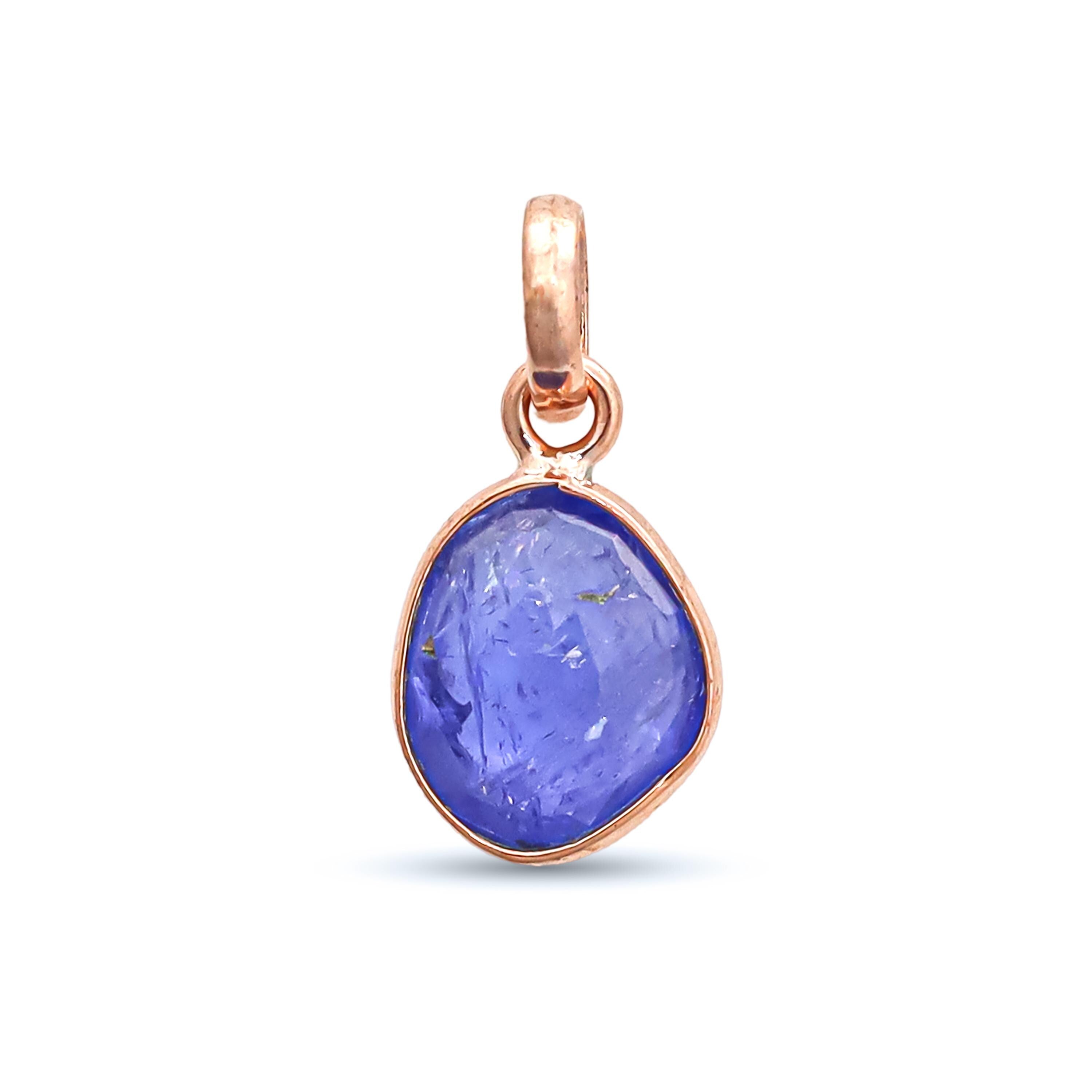 Rose Cut Tanzanite Silver Pendant Necklace: December Birthstone