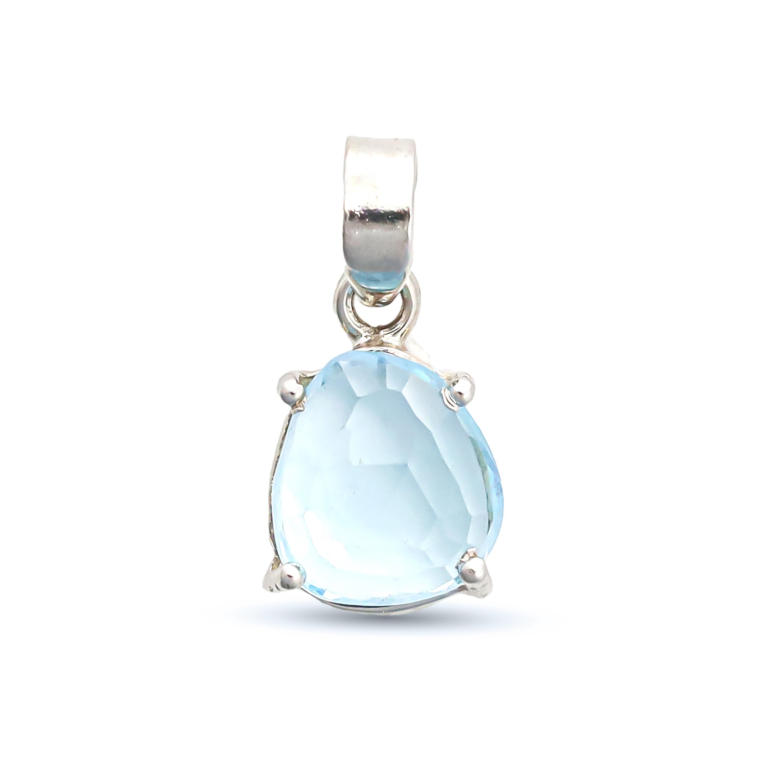 Sky Blue Topaz Pendant: Sterling Silver Dainty Necklace, December Birthstone