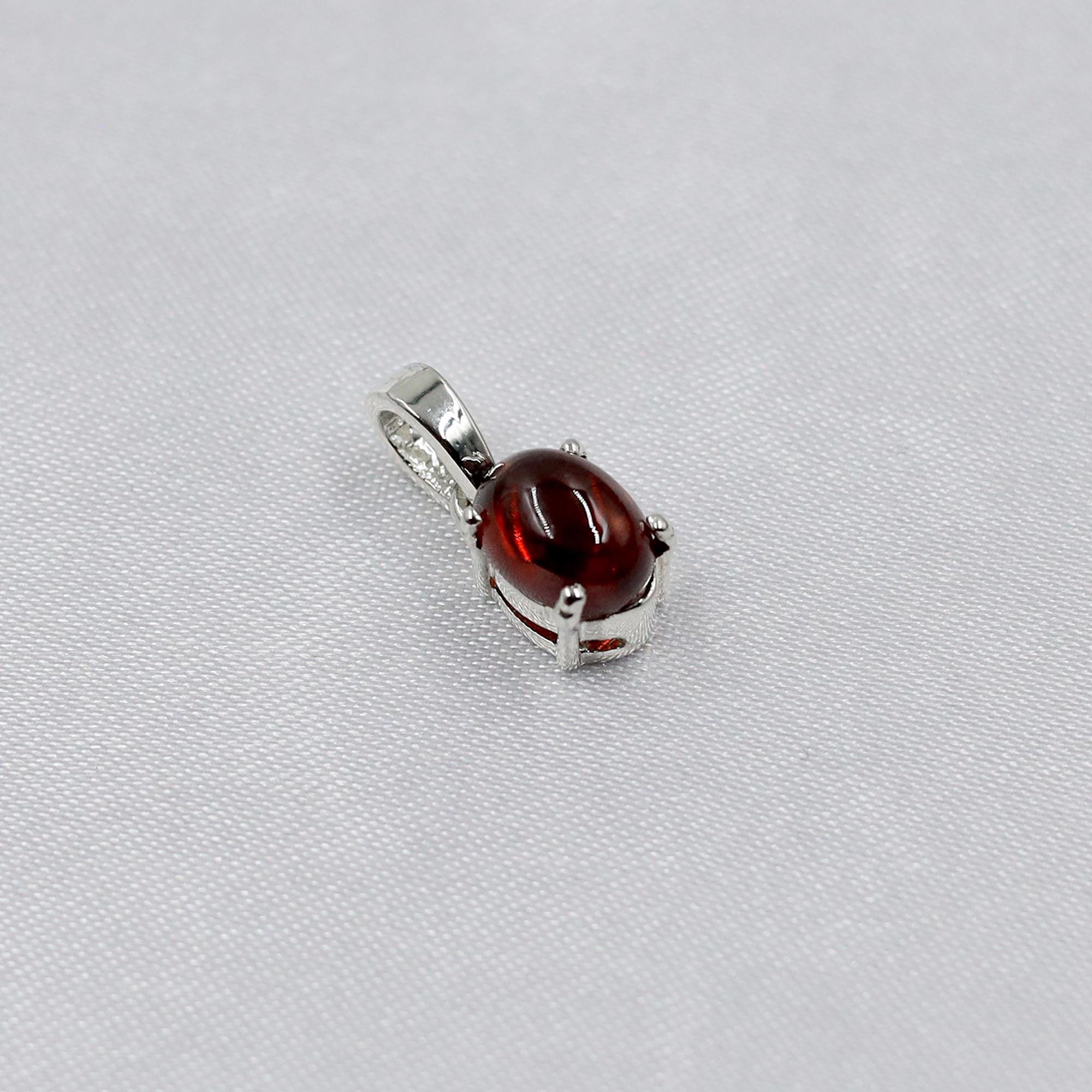 Vintage Style Garnet Pendant: Red Crystal 925 Silver Necklace
