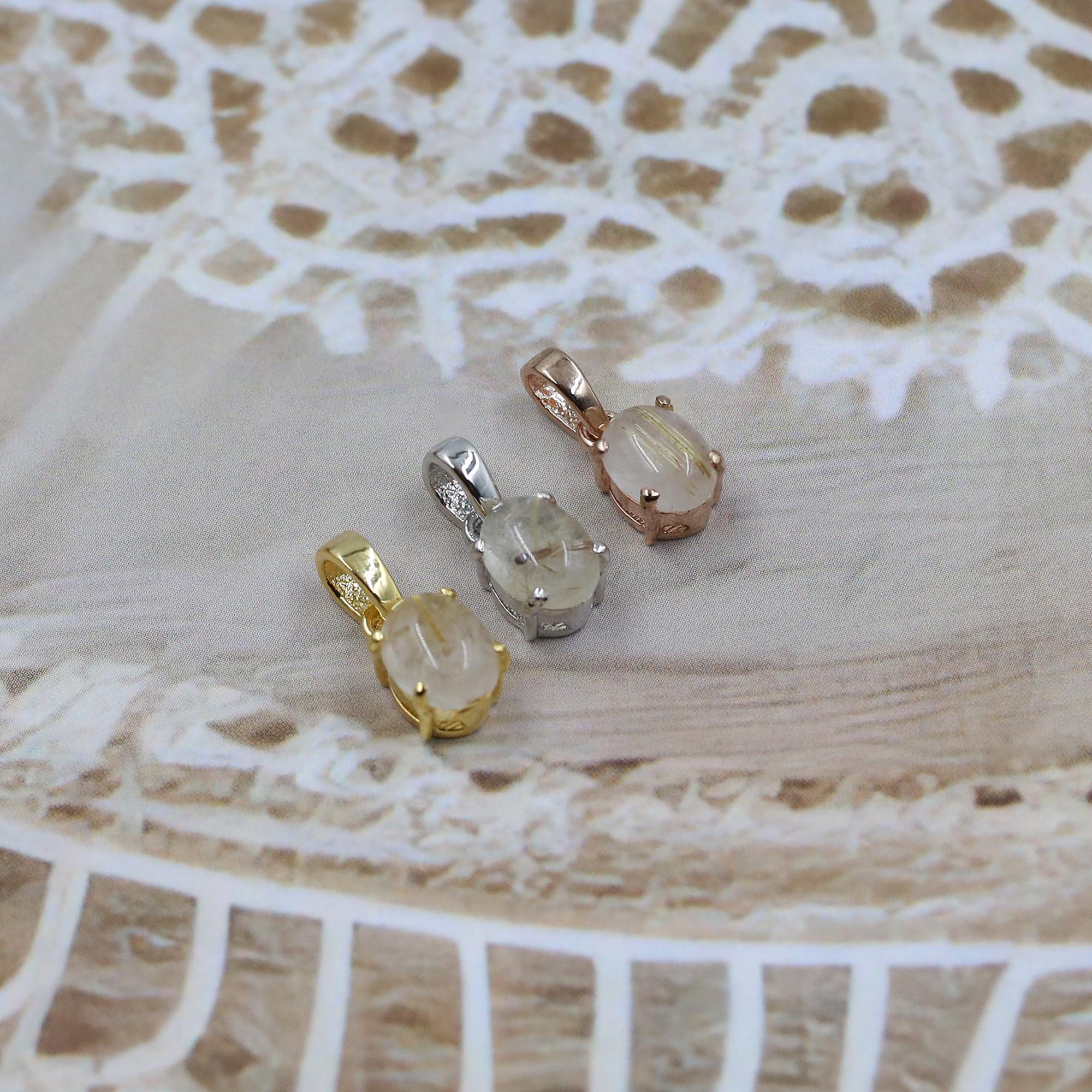 Rutilated Quartz Pendant: Natural Golden Rutile, Sterling Silver Necklace