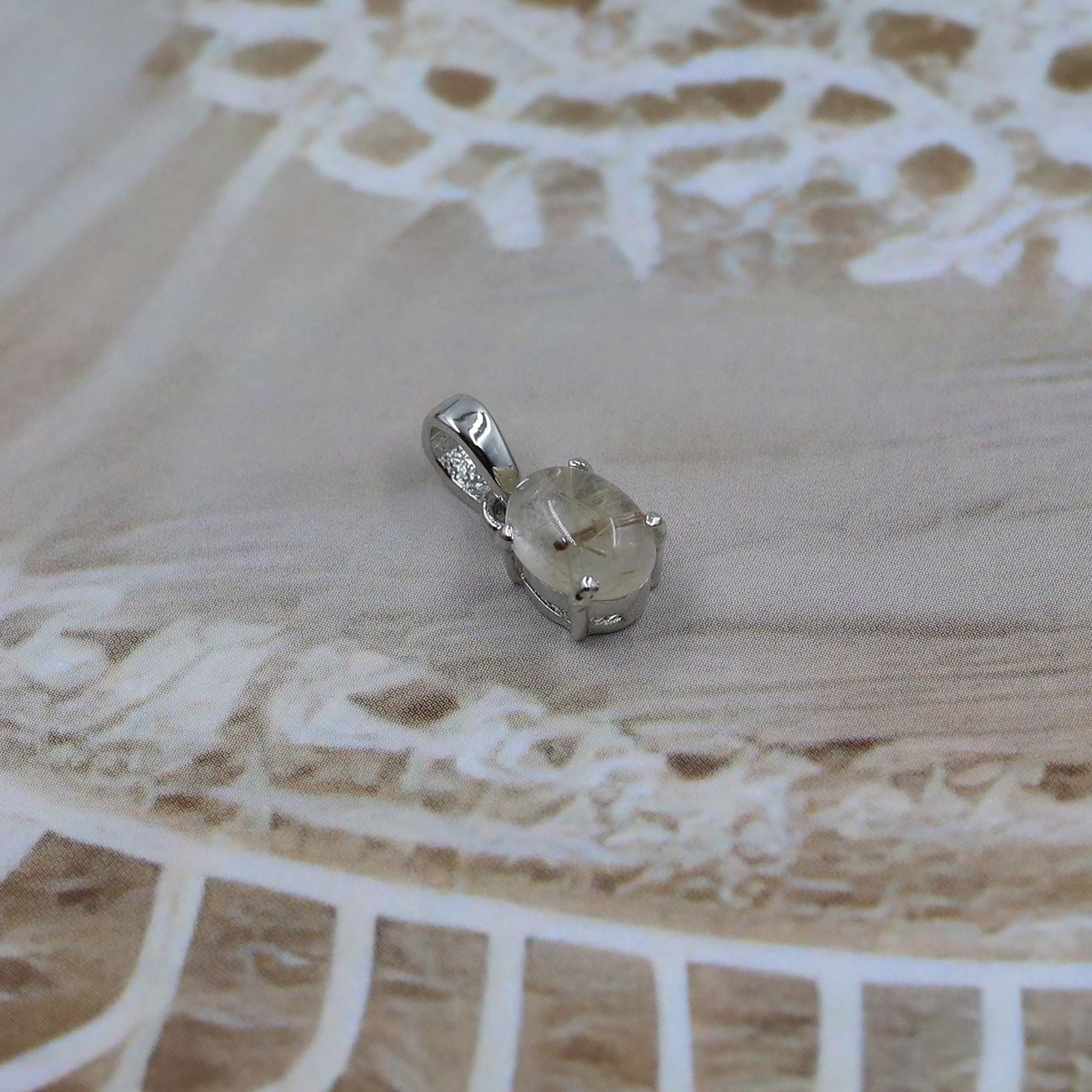 Rutilated Quartz Pendant: Natural Golden Rutile, Sterling Silver Necklace