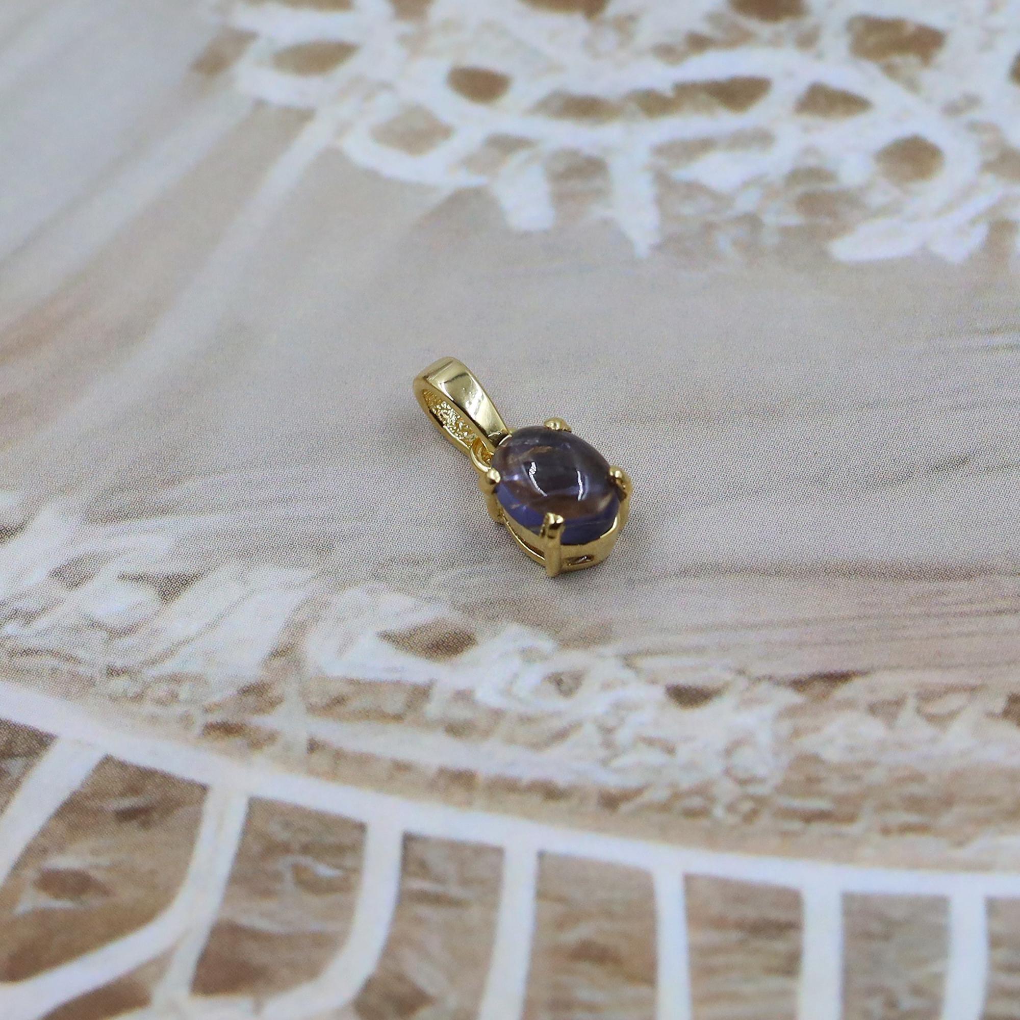 Handmade Iolite Gemstone Pendant: 925 Sterling Silver Necklace
