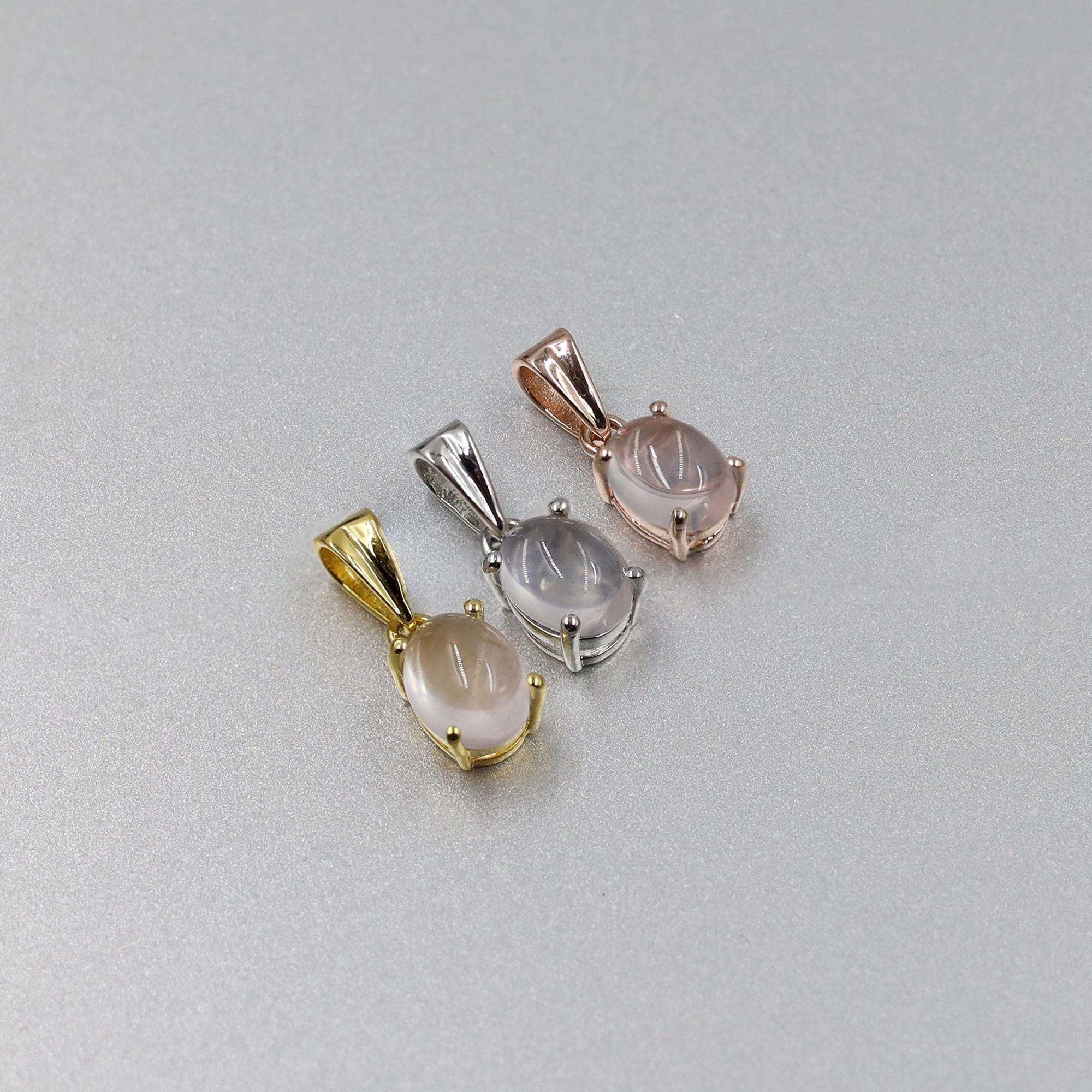 Rose Quartz Cabochon Pendant: 925 Sterling Silver, Bohemian Jewelry