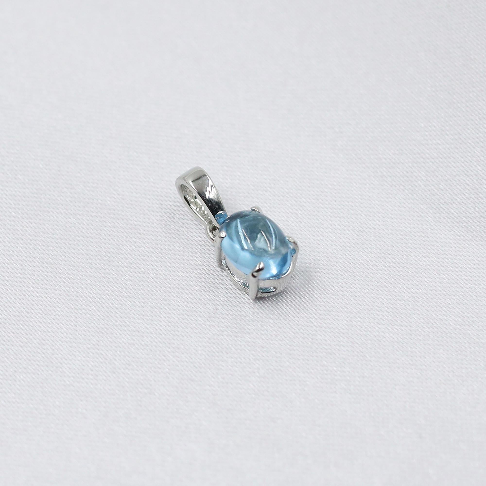 Handmade Swiss Blue Topaz Sterling Silver Pendant: December Birthstone