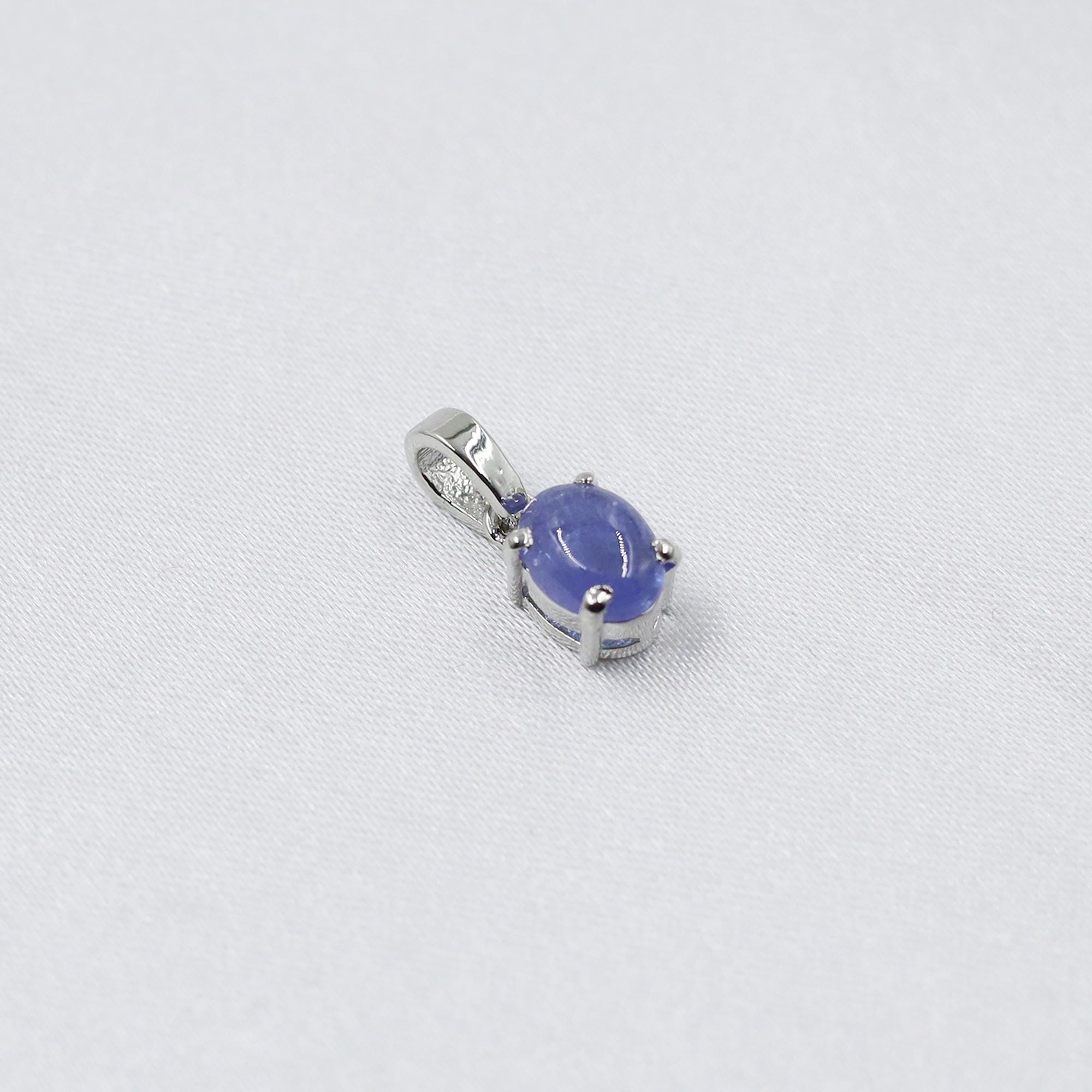 Natural Blue Tanzanite 925 Silver Pendant: Handmade Dainty Necklace