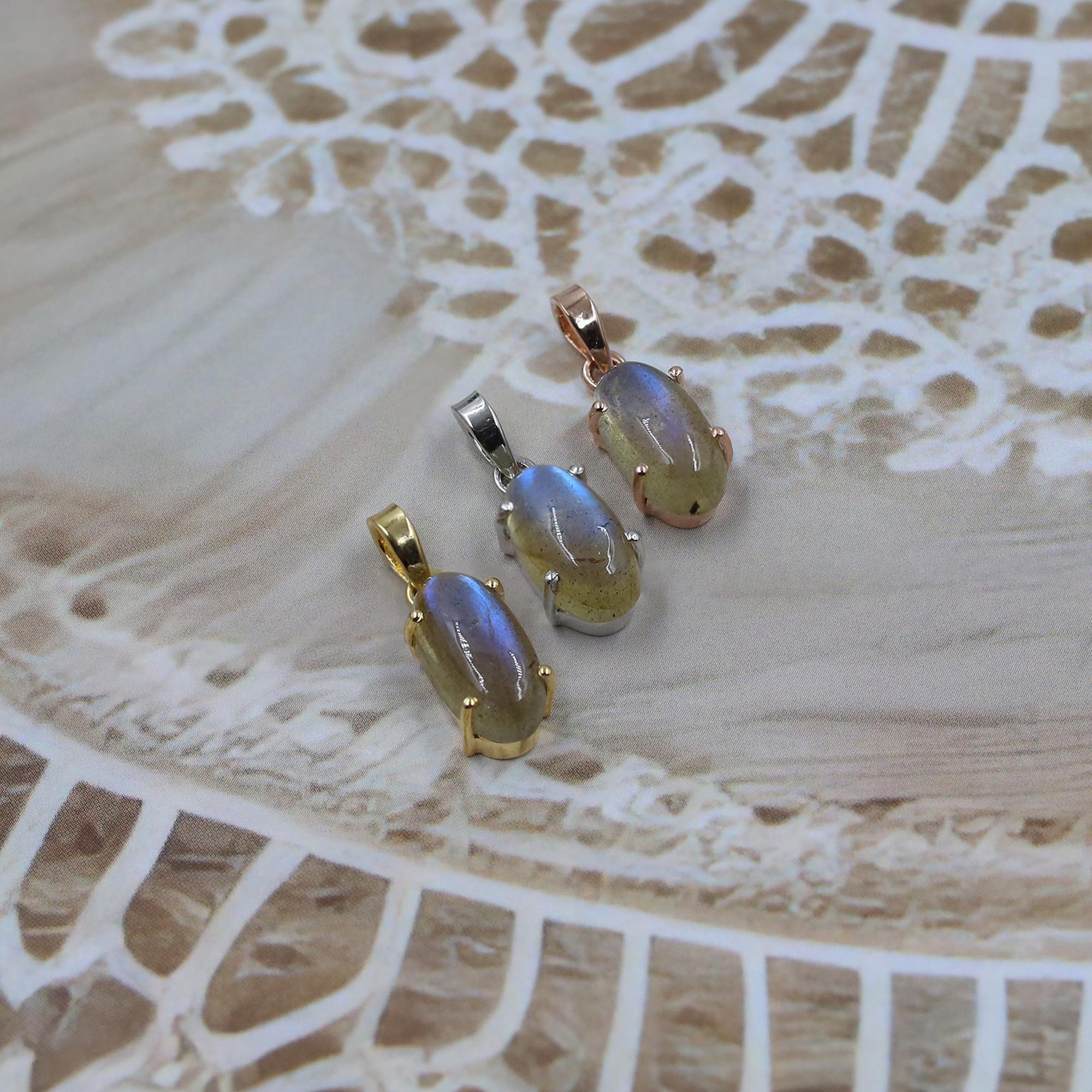 Blue Flash Labradorite 925 Silver Pendant: Boho Gemstone Necklace