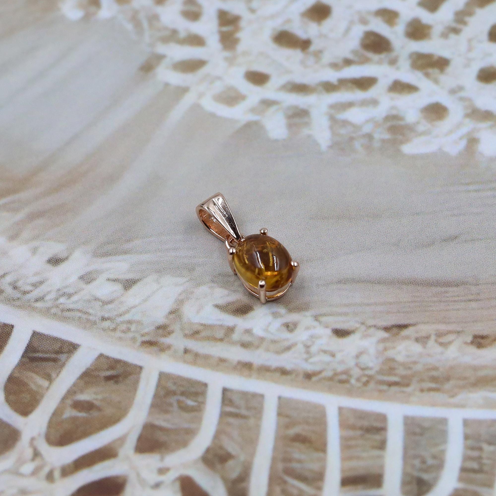 Natural Citrine Pendant: Handmade 925 Silver Oval Jewelry
