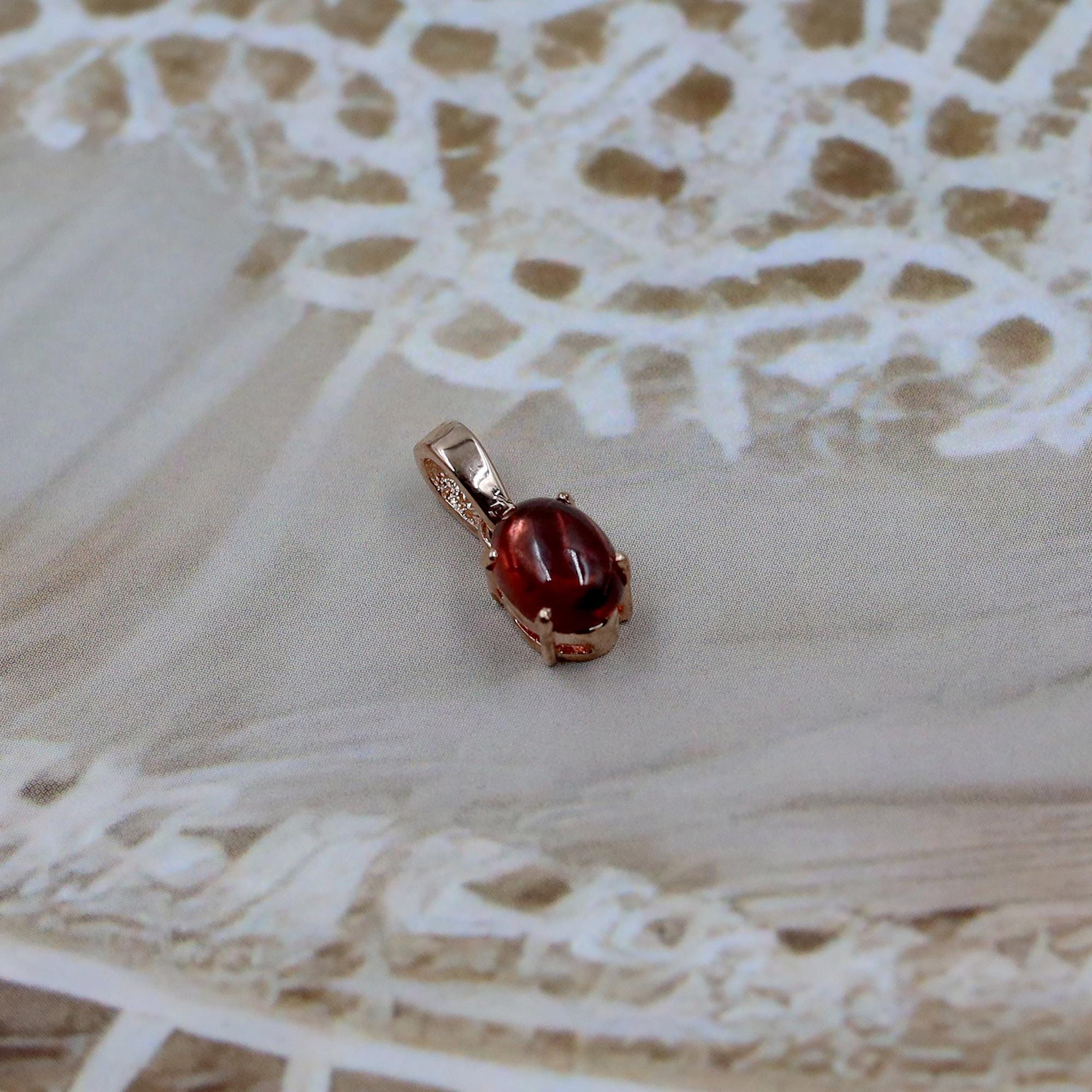 Natural Garnet Pendant Necklace: 925 Silver, January Birthstone