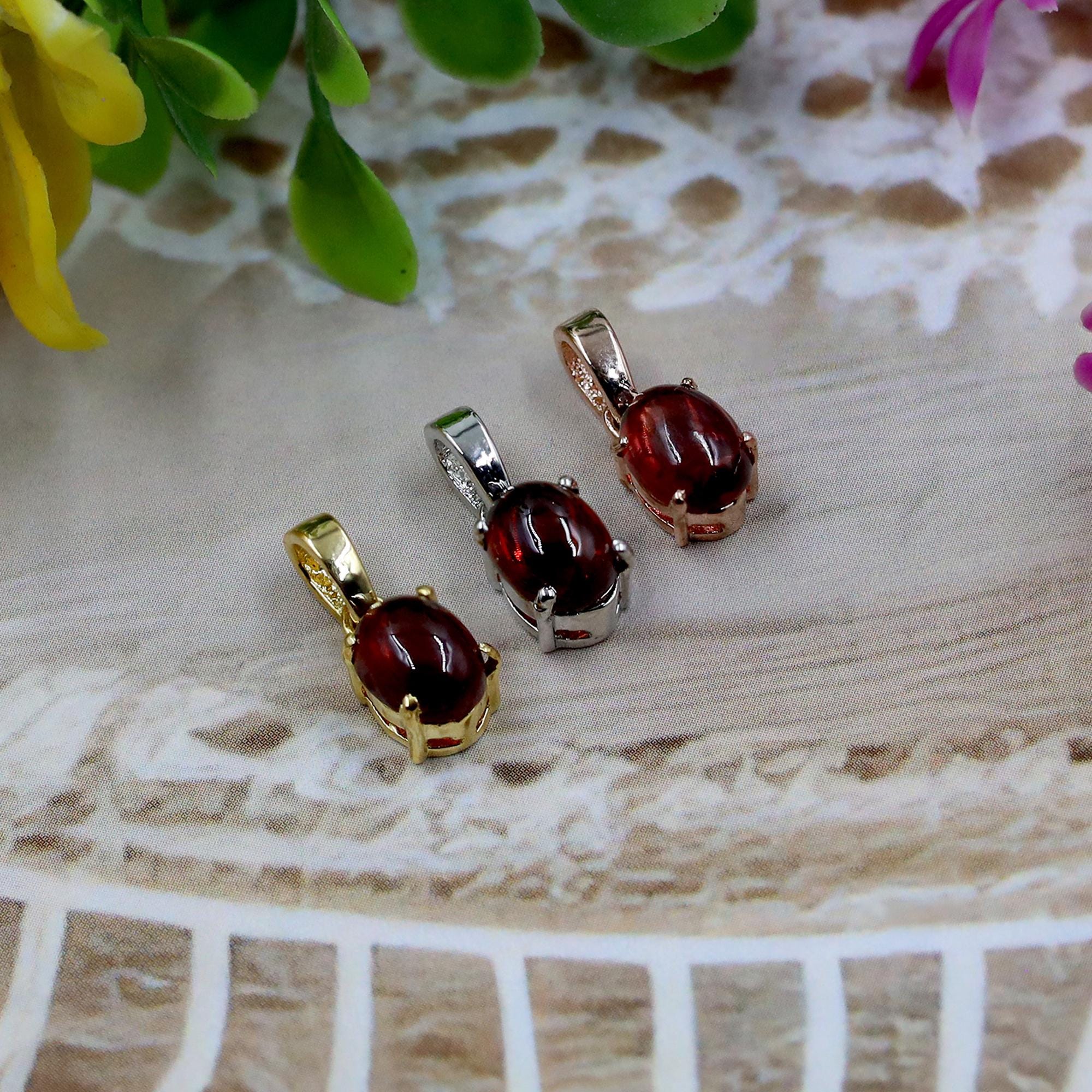 Natural Garnet Pendant Necklace: 925 Silver, January Birthstone