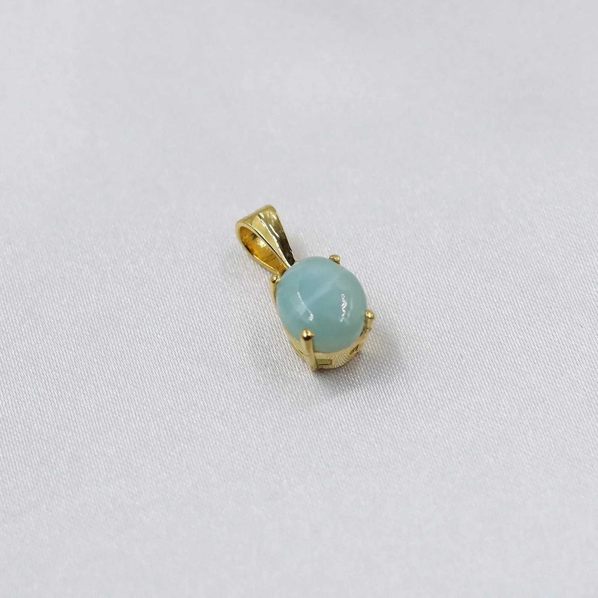 Handcrafted Larimar Pendant: Oval Cabochon, 925 Silver Necklace