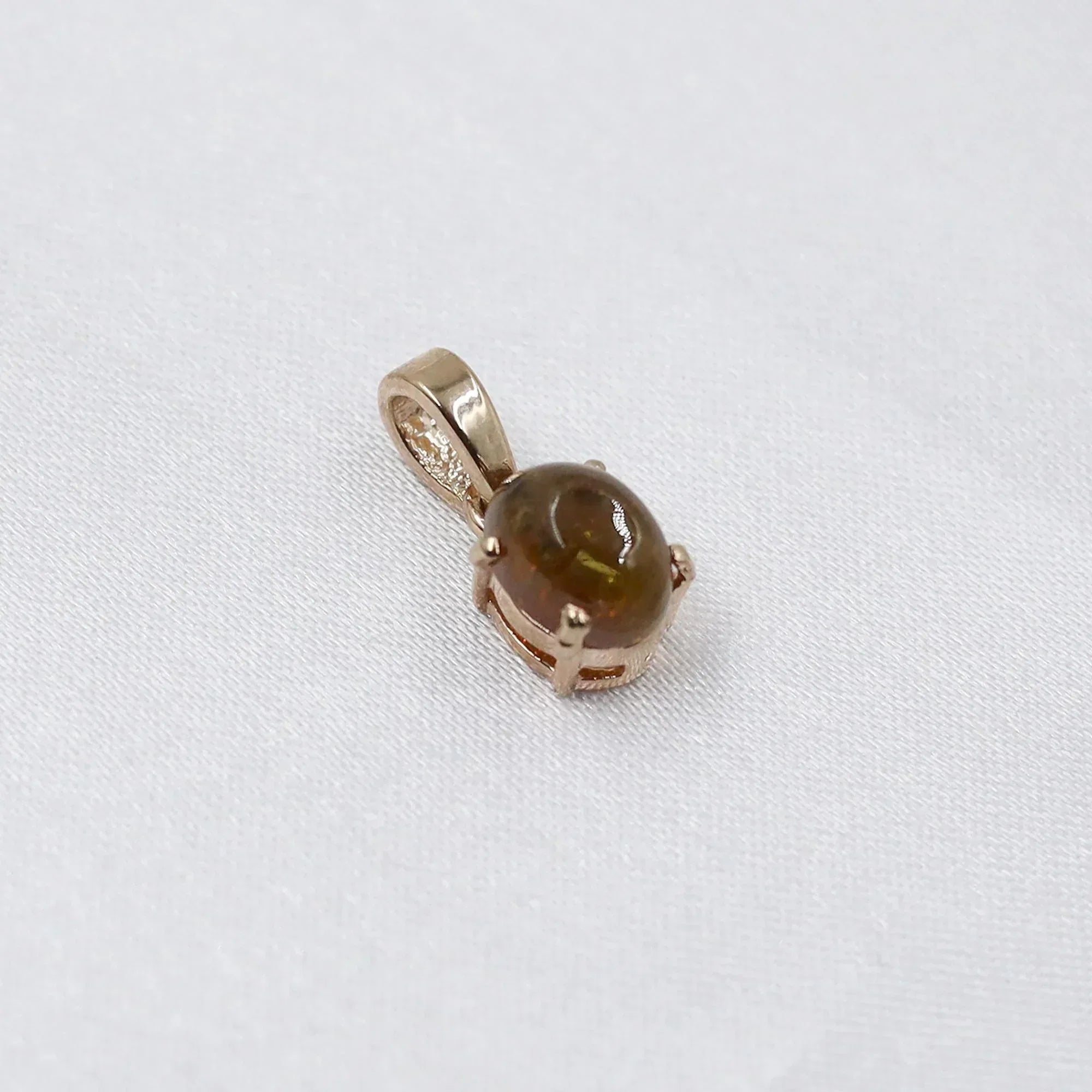 925 Silver Cabochon Tourmaline Pendant: Natural Gemstone Necklace