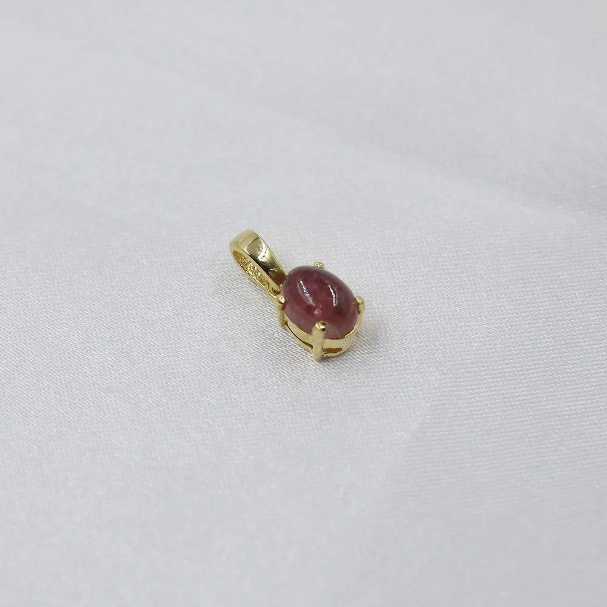 925 Silver Cabochon Tourmaline Pendant: Natural Gemstone Necklace