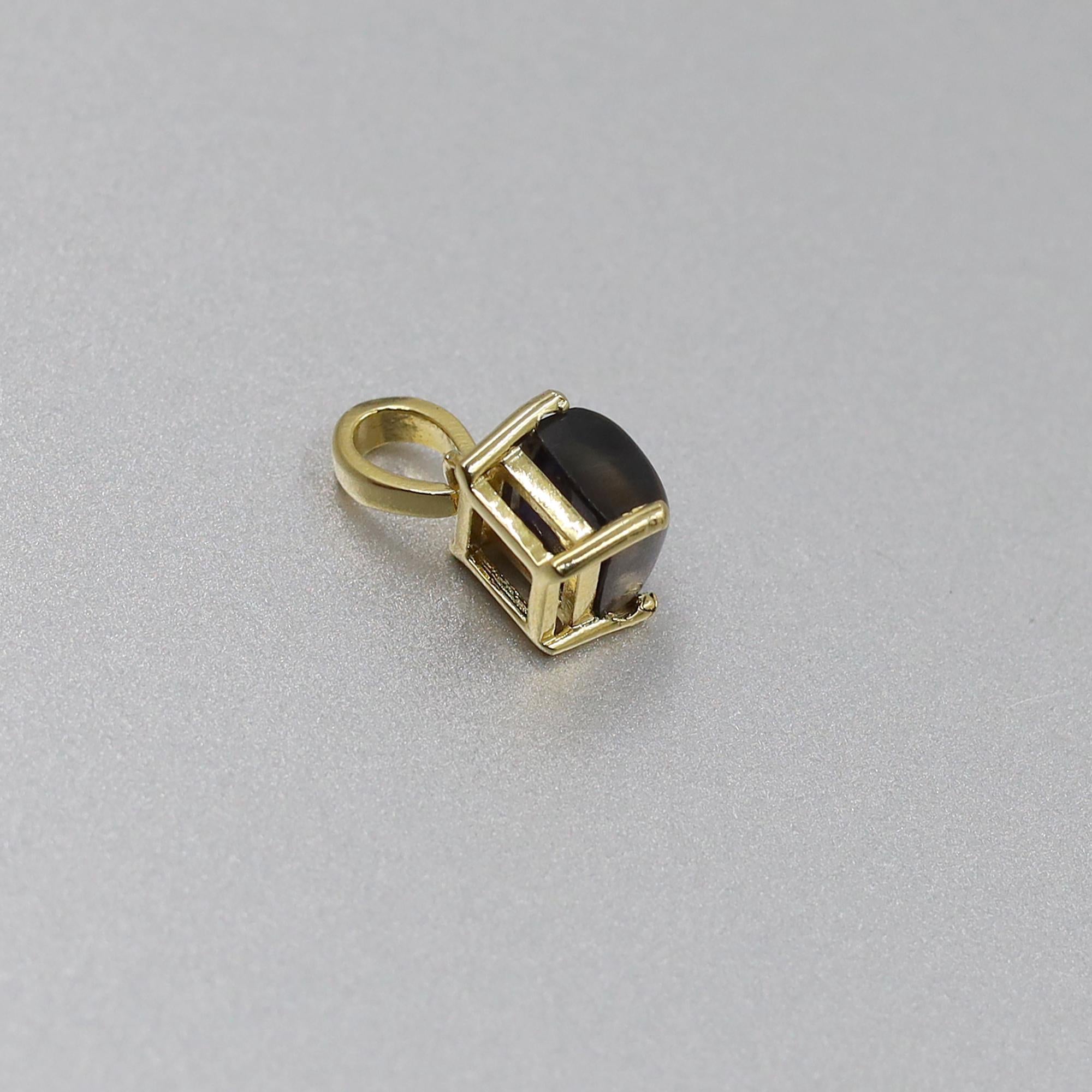 Natural Iolite Cabochon Pendant: Boho 925 Sterling Silver Jewelry