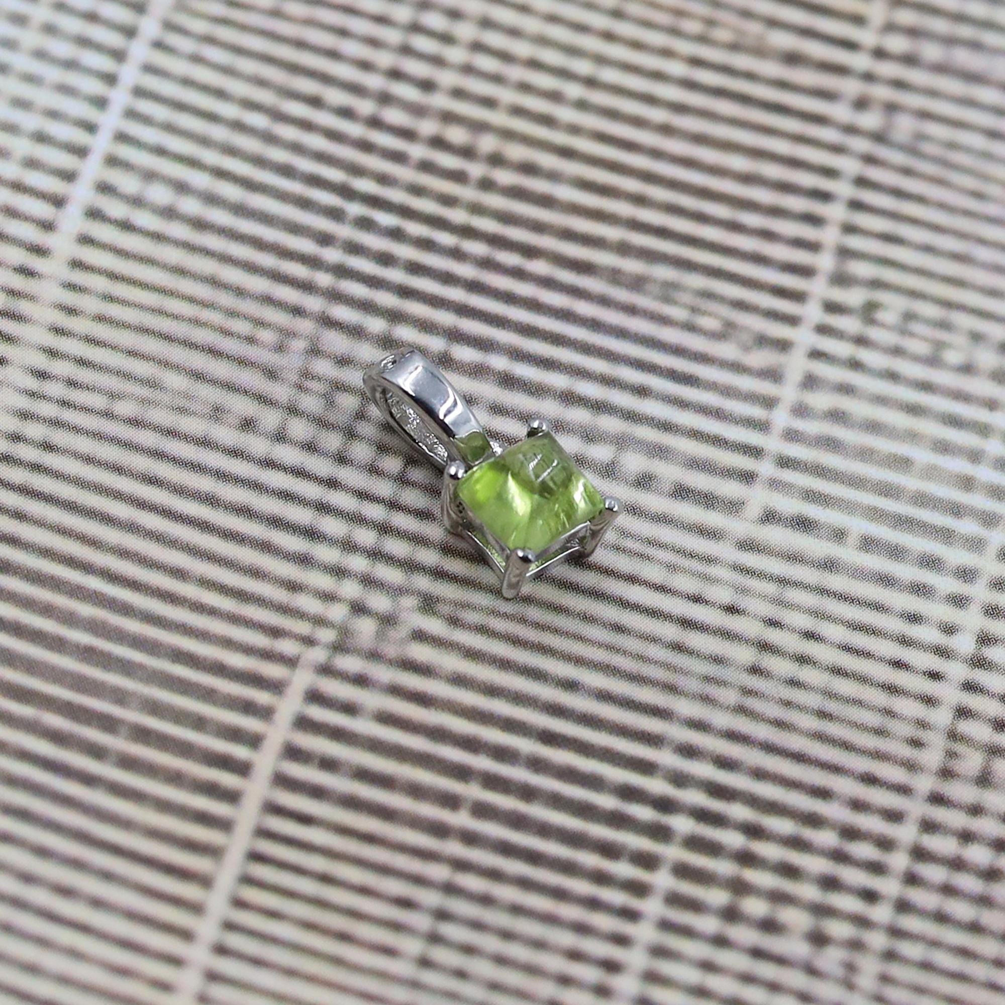 Sterling Silver Peridot Pendant Necklace: Handmade August Birthstone Jewelry