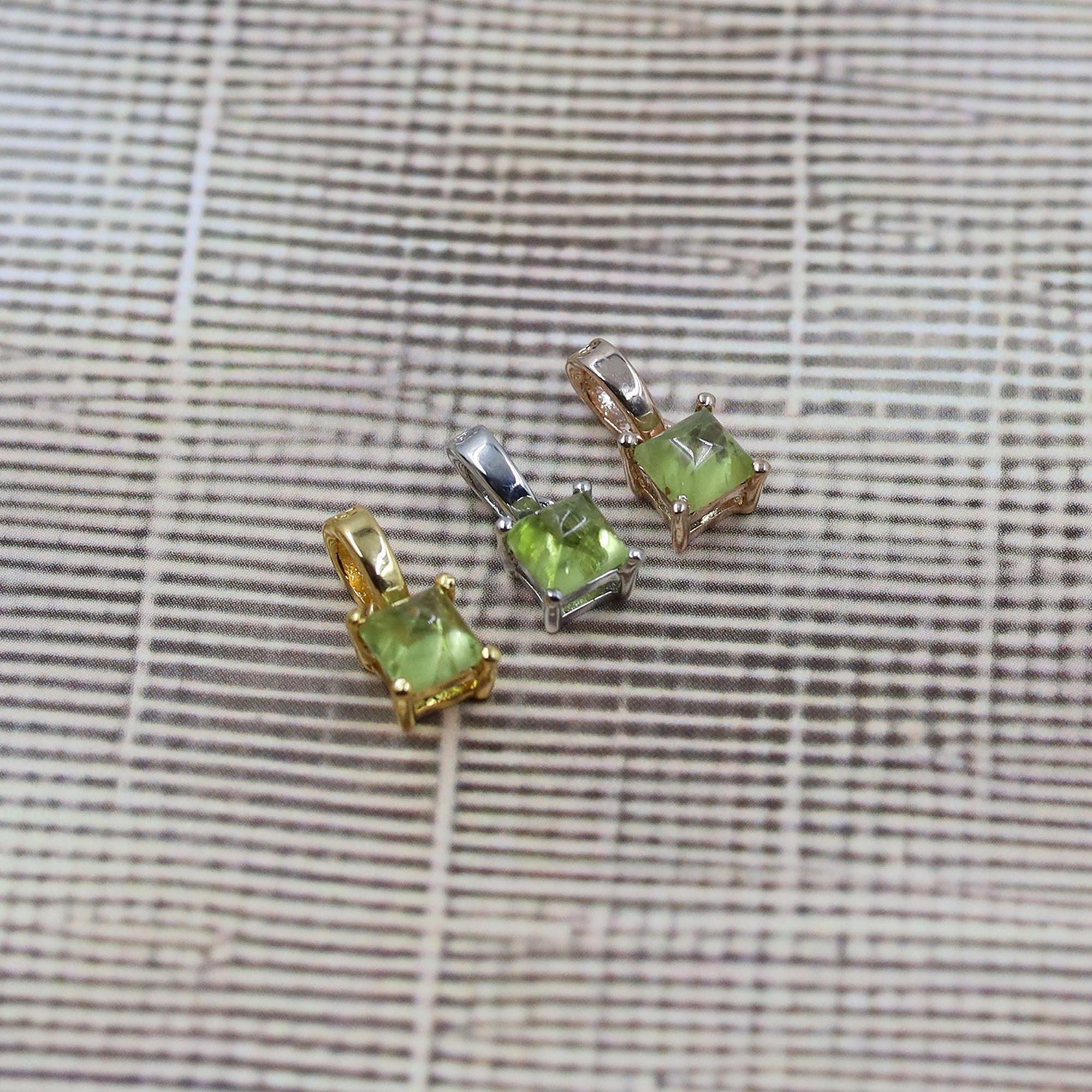 Sterling Silver Peridot Pendant Necklace: Handmade August Birthstone Jewelry