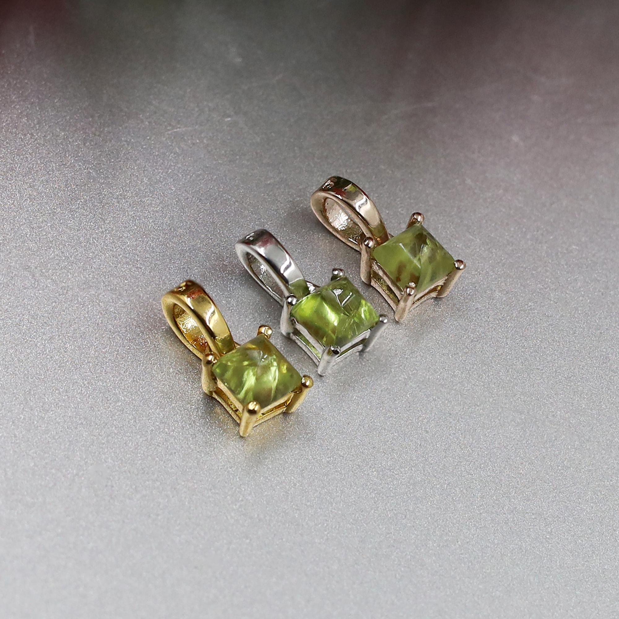 Sterling Silver Peridot Pendant Necklace: Handmade August Birthstone Jewelry