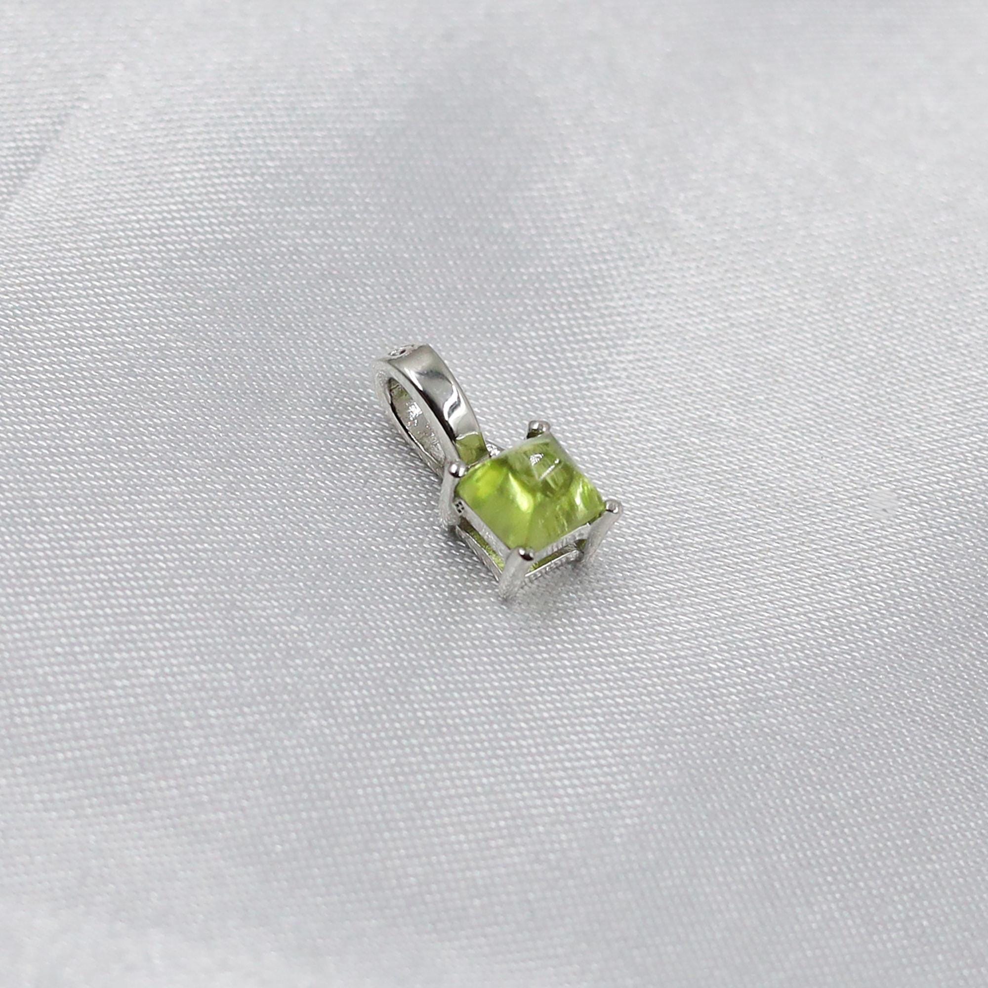 Sterling Silver Peridot Pendant Necklace: Handmade August Birthstone Jewelry