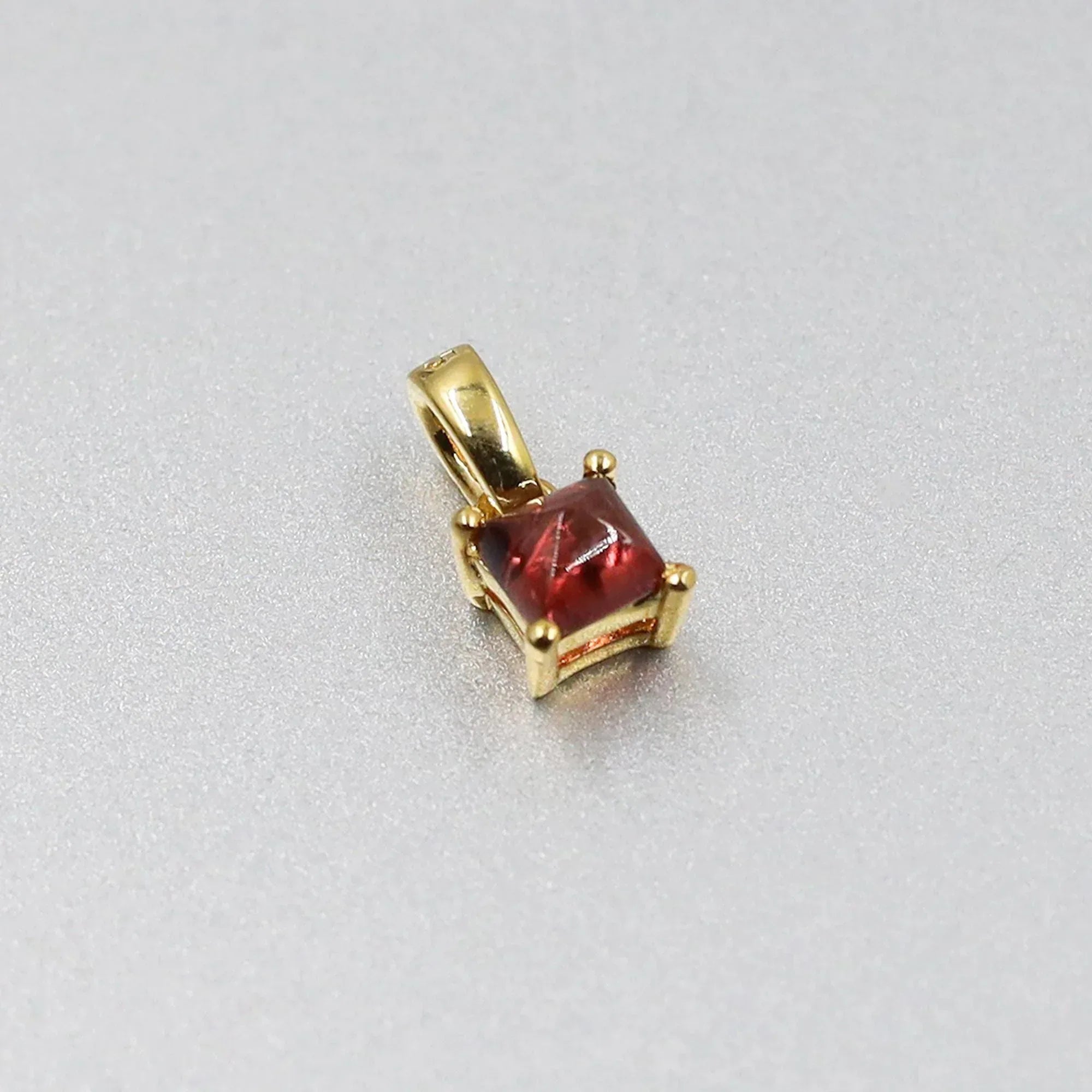 Garnet Pendant Necklace: Natural Gemstone, Rose Gold & Yellow Gold Silver