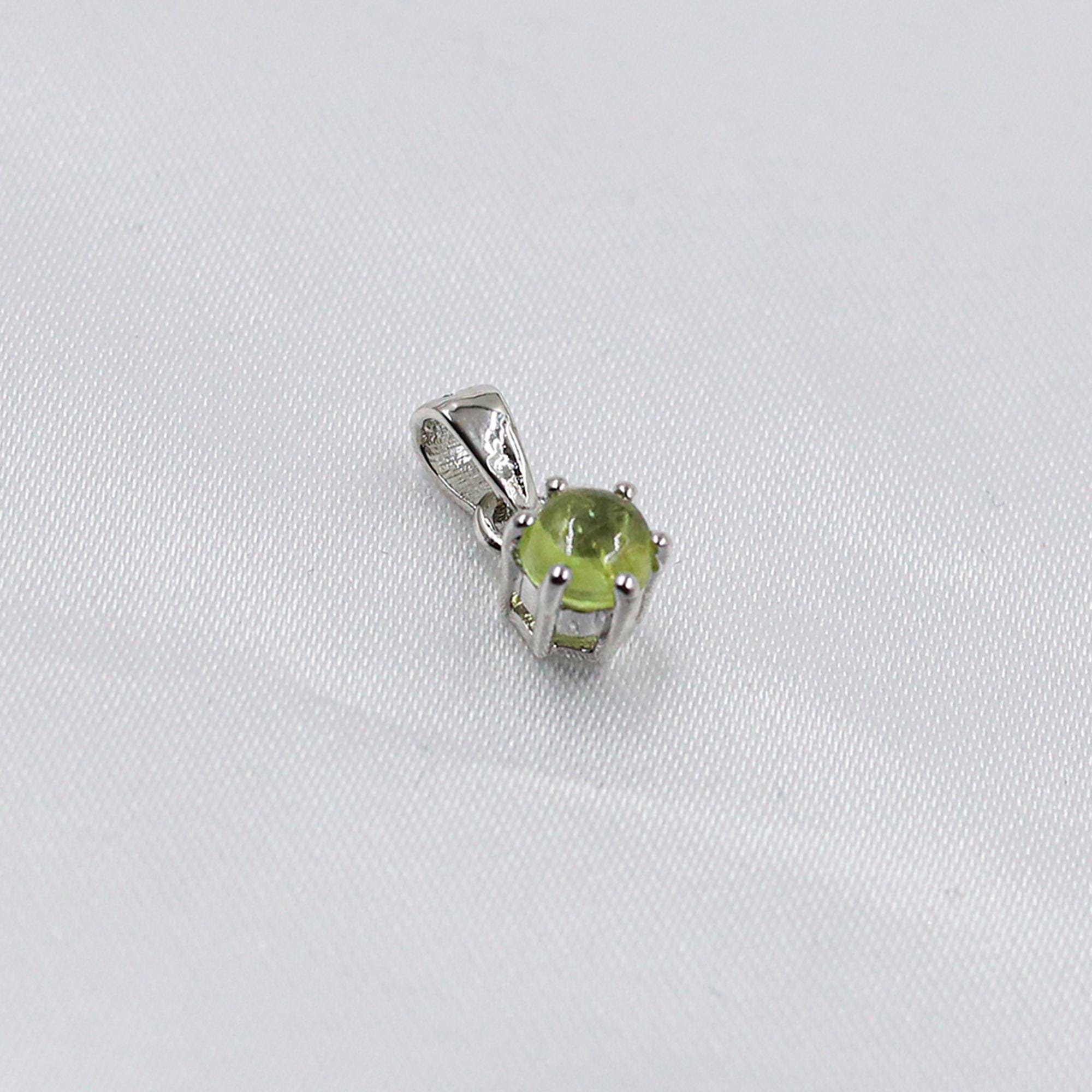 Sterling Silver Peridot Pendant: Round Green Gemstone Necklace