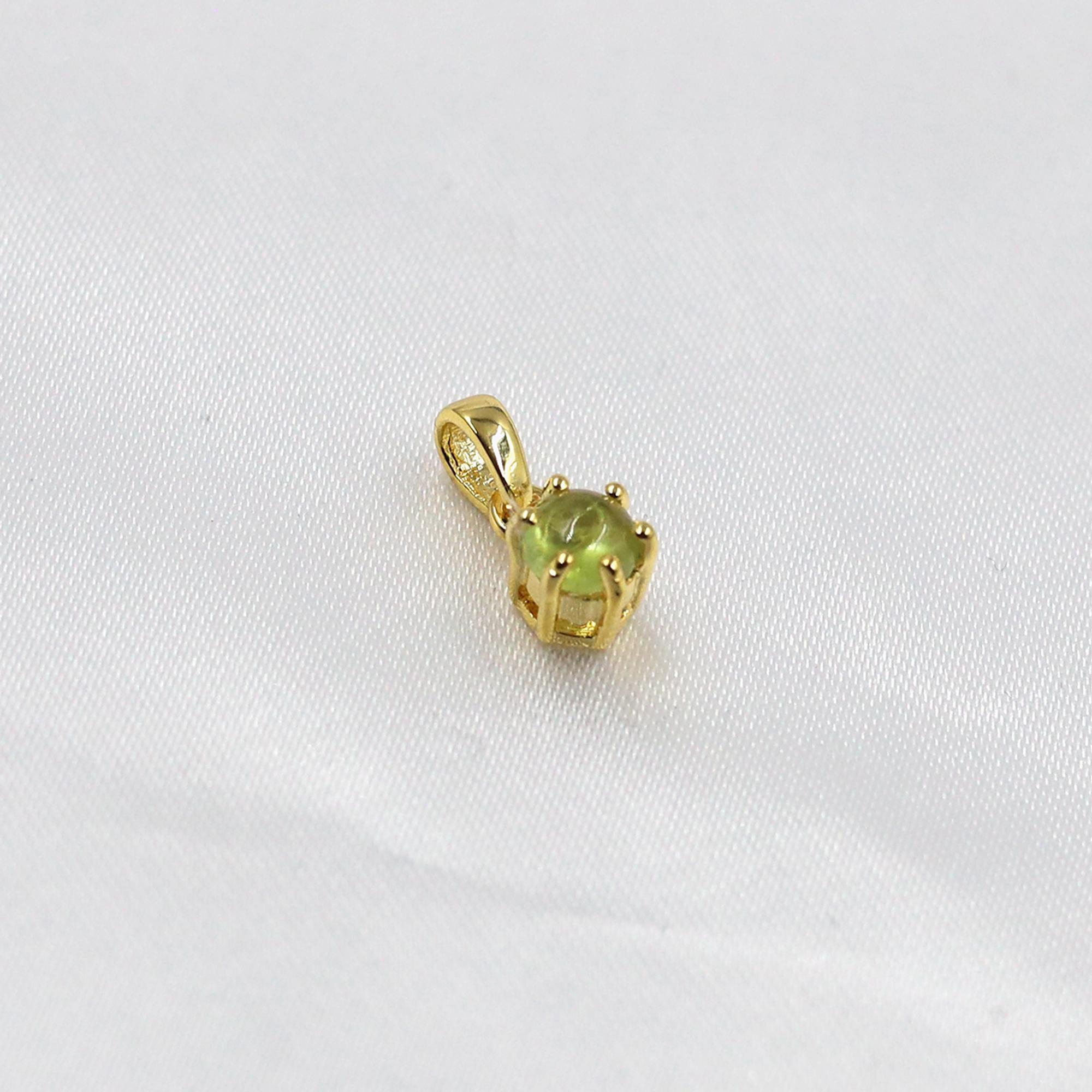 Sterling Silver Peridot Pendant: Round Green Gemstone Necklace