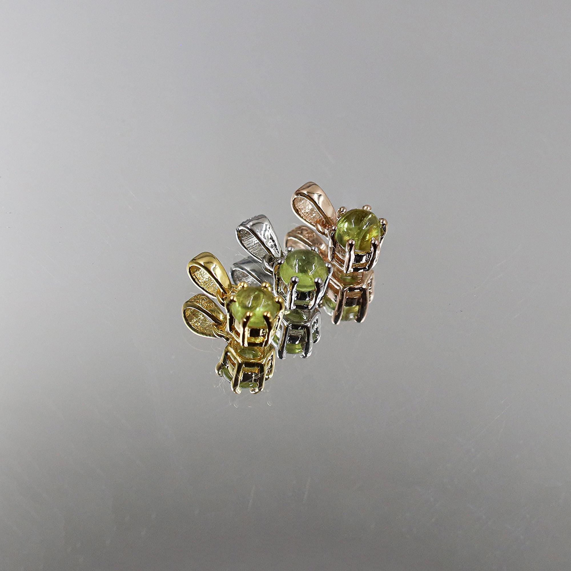 Sterling Silver Peridot Pendant: Round Green Gemstone Necklace