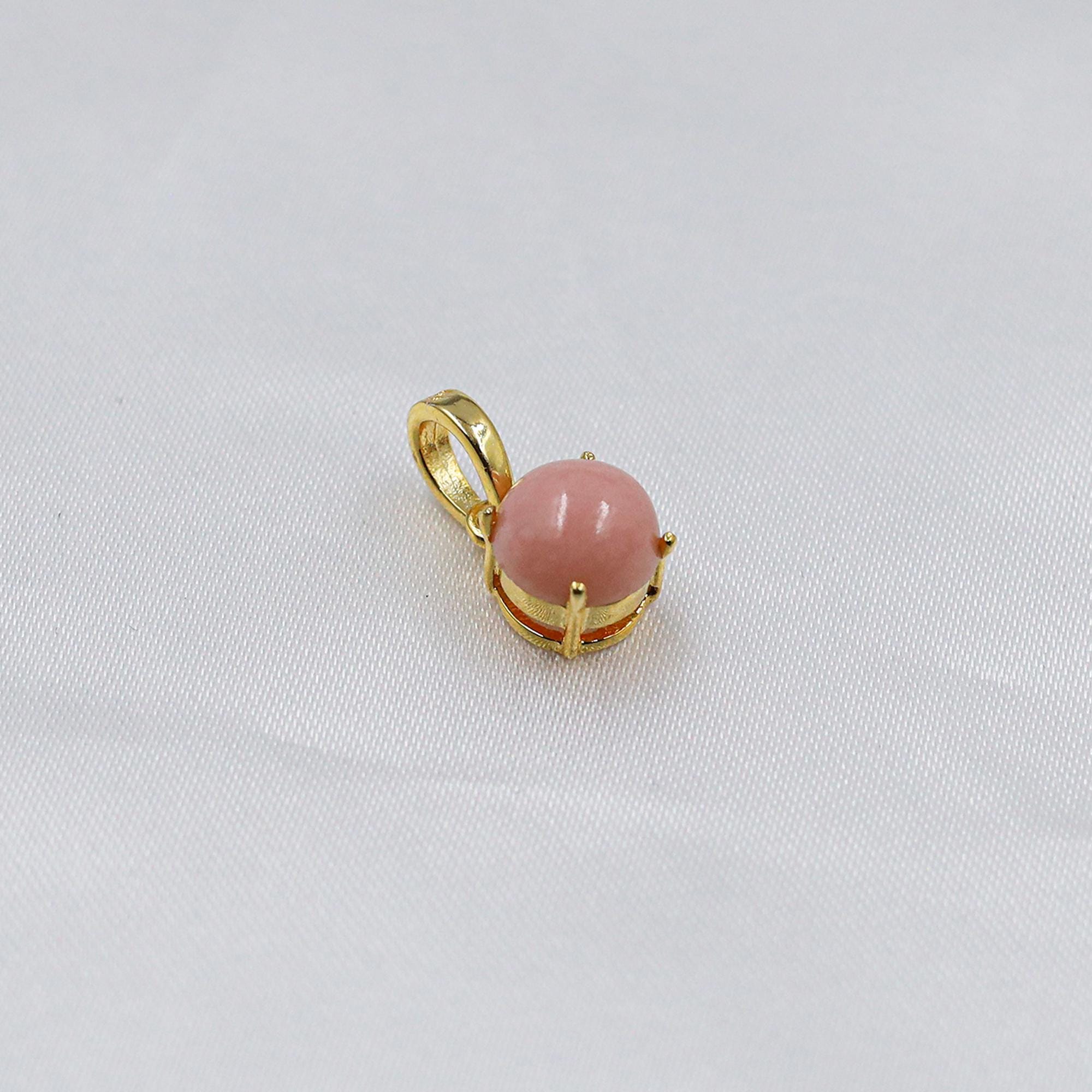 Natural Pink Opal Pendant: 925 Silver Minimalist Necklace