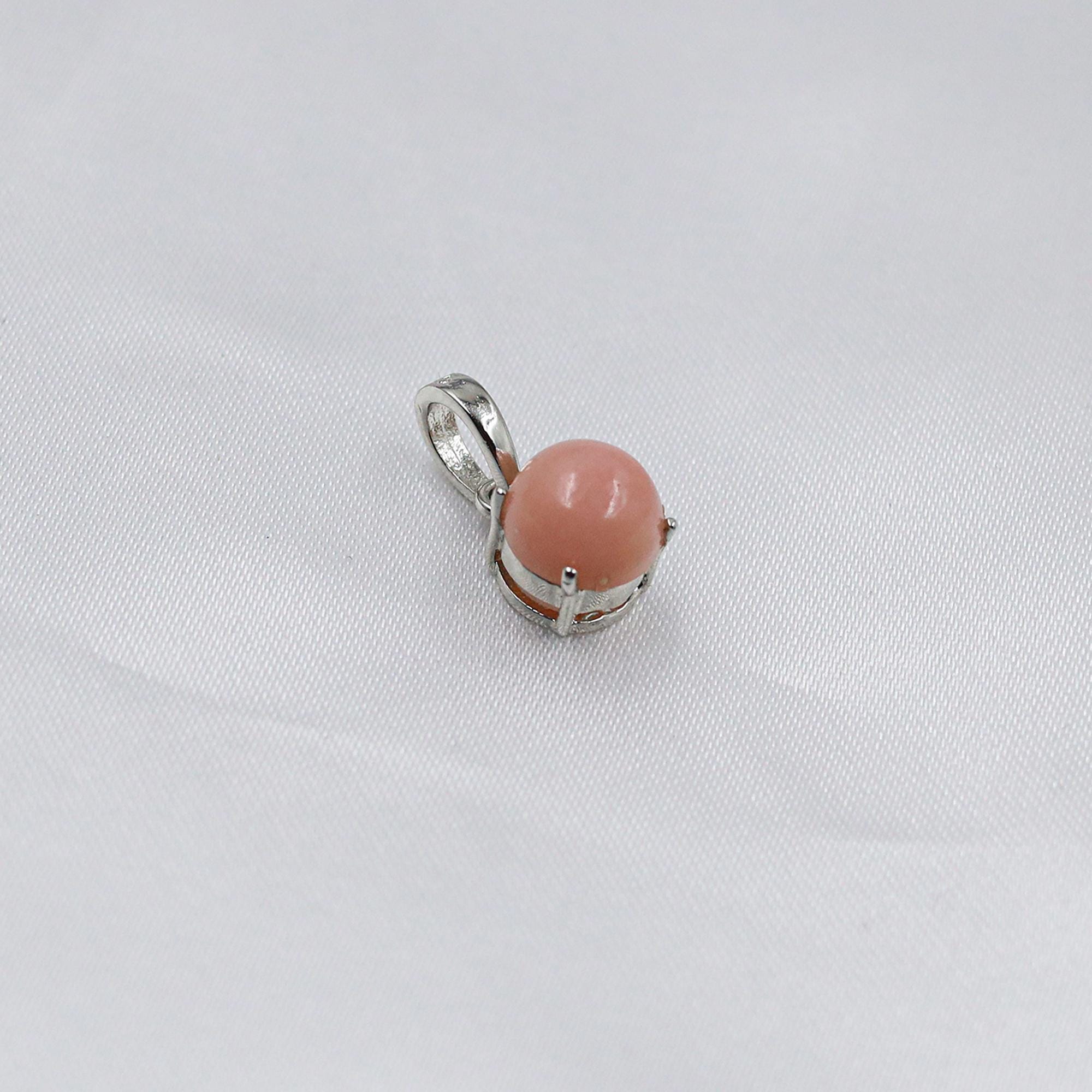 Natural Pink Opal Pendant: 925 Silver Minimalist Necklace