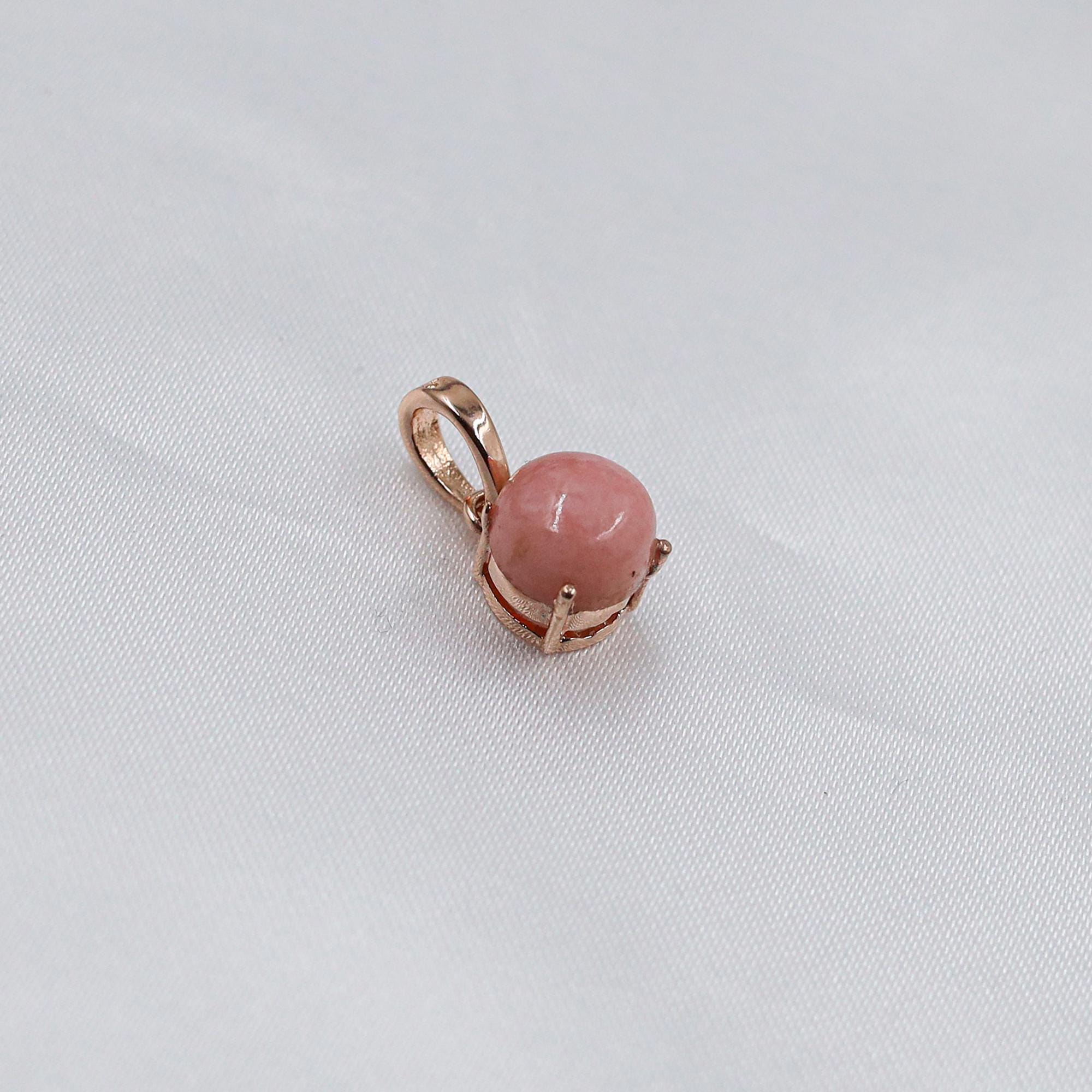 Natural Pink Opal Pendant: 925 Silver Minimalist Necklace