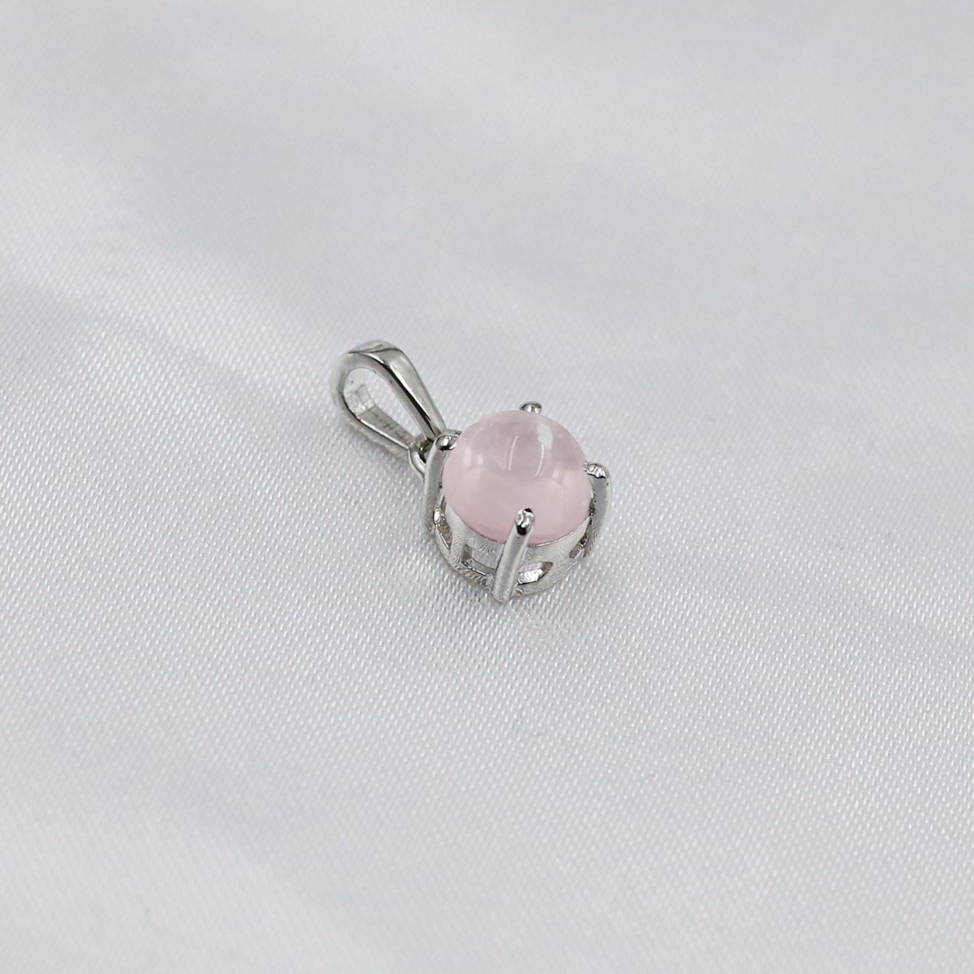 Natural Rose Quartz 925 Sterling Silver Pendant: Handmade Bohemian Necklace
