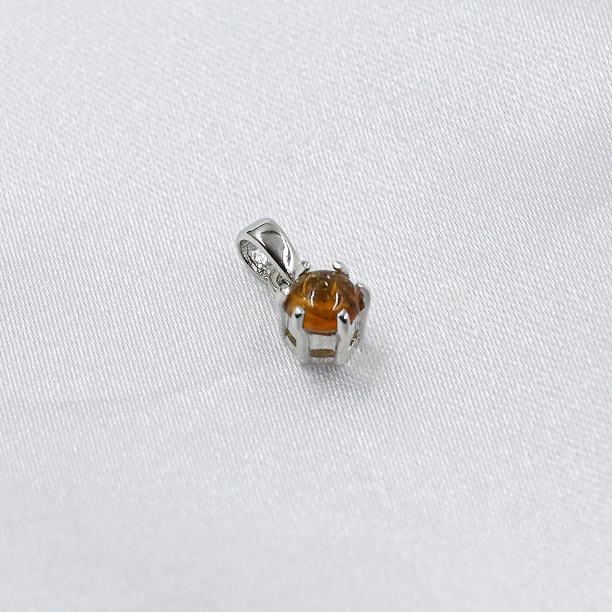 Dainty Citrine Pendant Necklace: 925 Sterling Silver, November Birthstone - Himalya Quartz