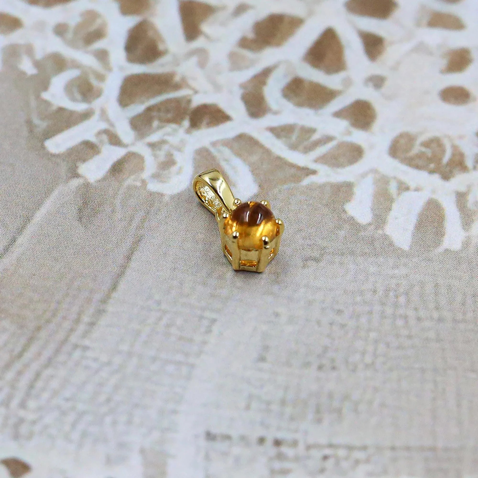 Dainty Citrine Pendant Necklace: 925 Sterling Silver, November Birthstone - Himalya Quartz