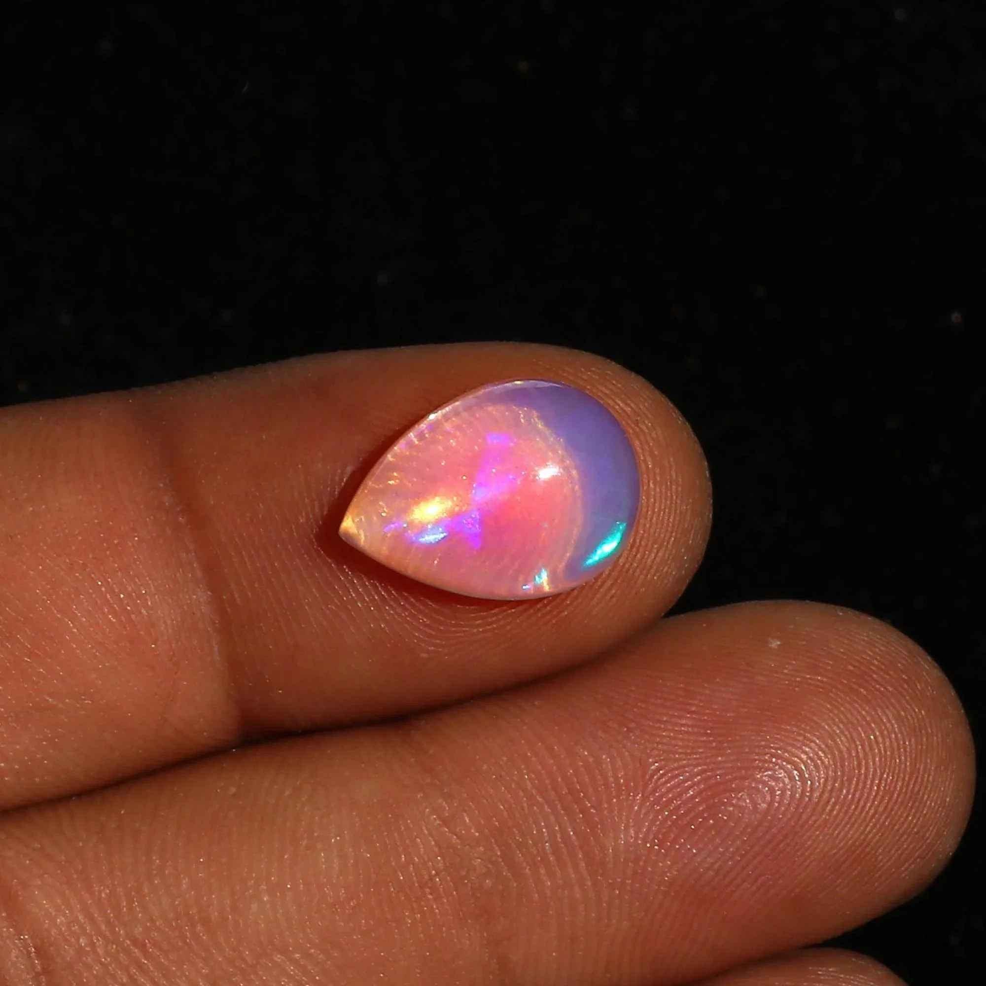 Ethiopian Fire Opal Cabochon Pear Shape Gemstone 3.4ct for Jewelry Making loose gemstones