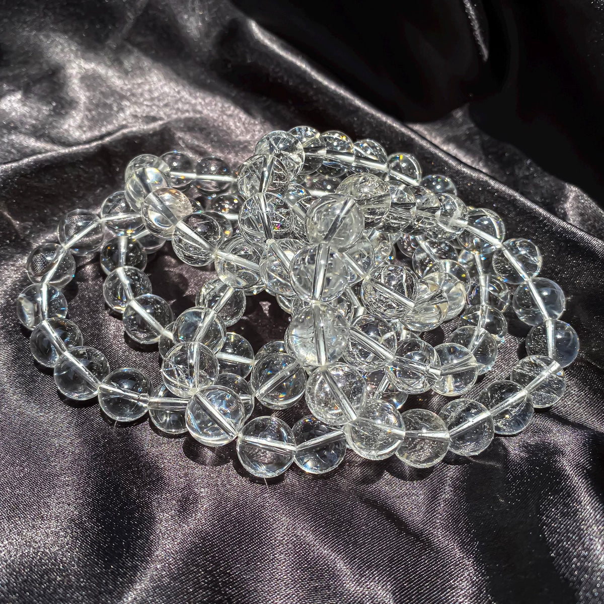 Himalayan Clear Quartz Bracelet: Rainbow Inclusions, Spiritual Healing Quartz Bracelets