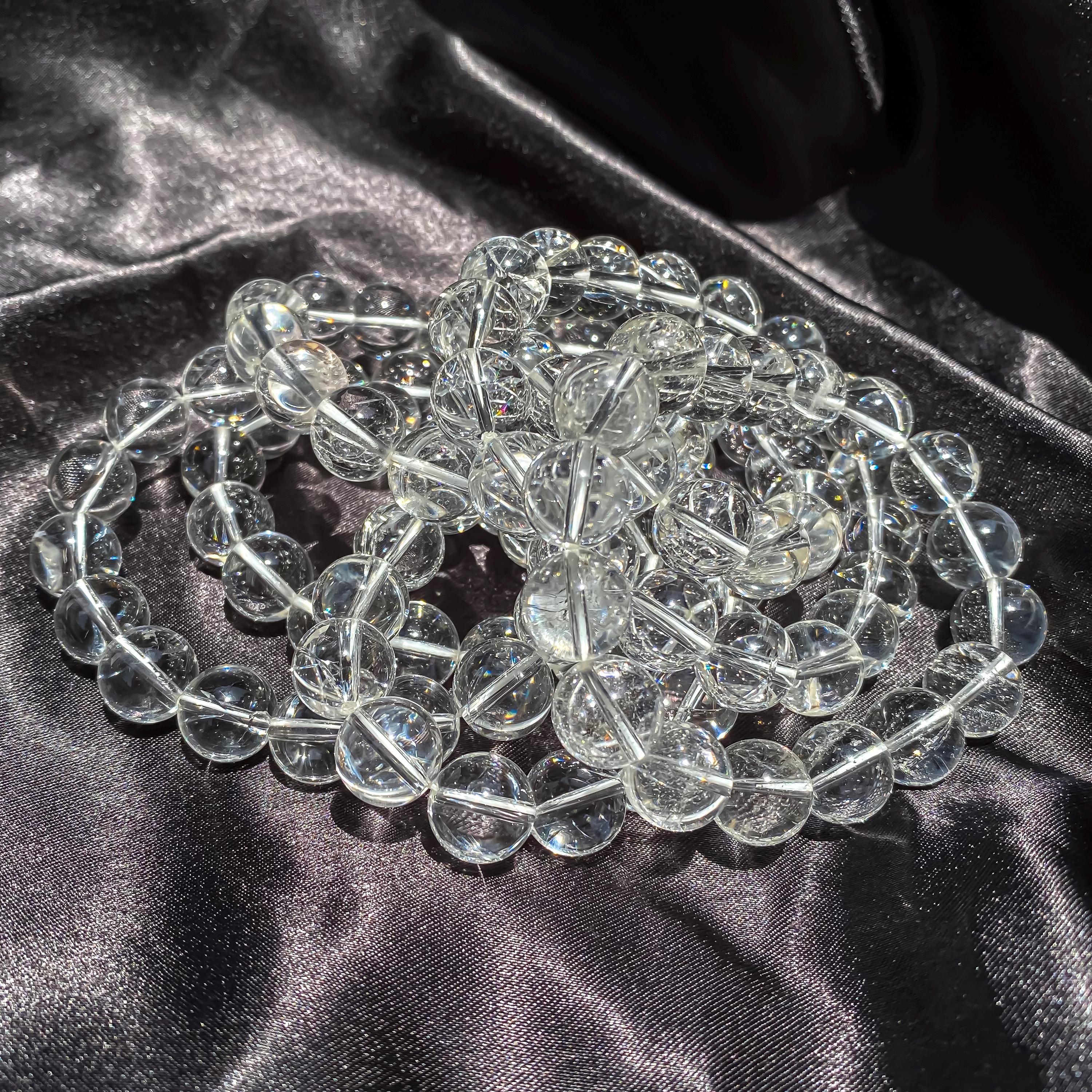 Himalayan Clear Quartz Bracelet: Rainbow Inclusions, Spiritual Healing