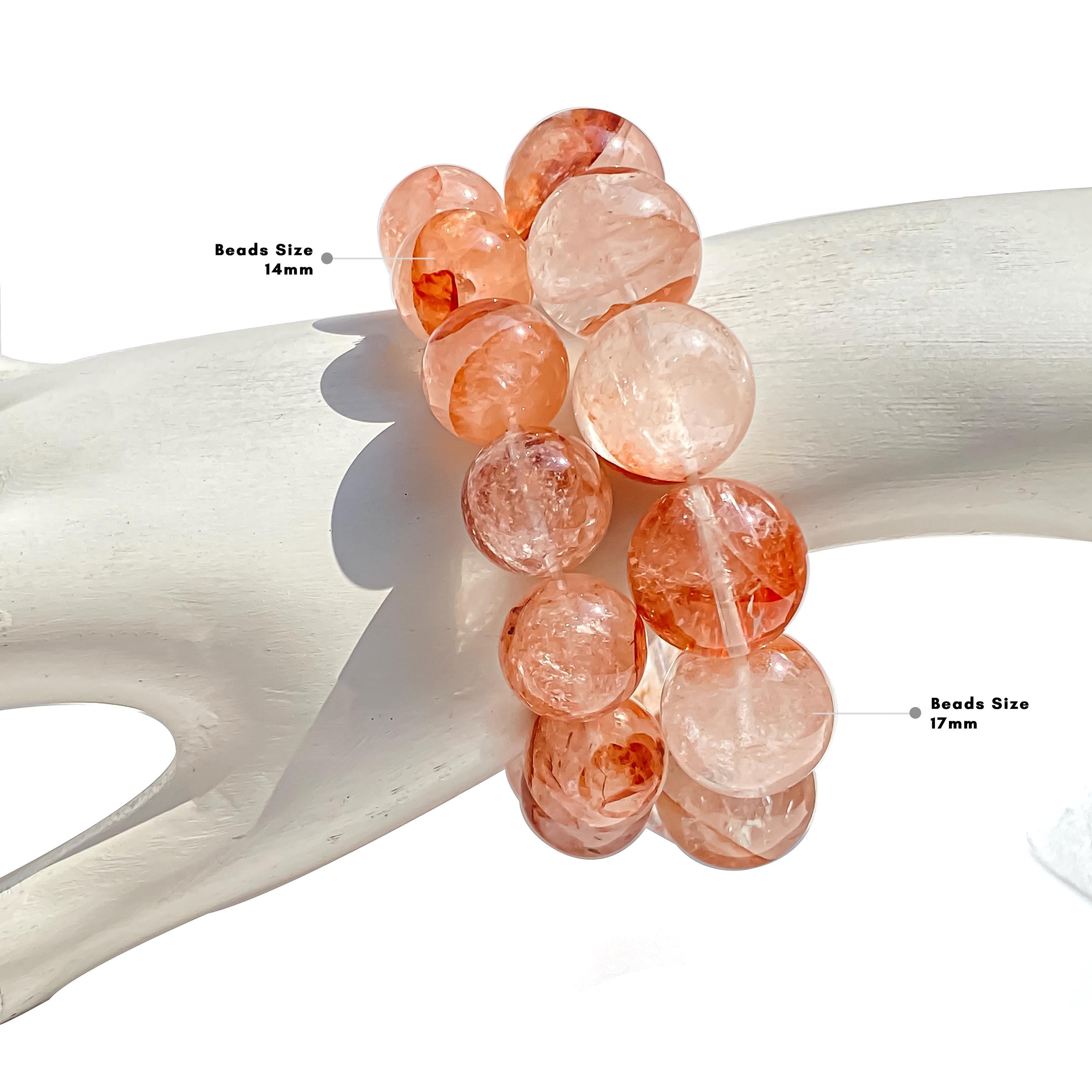 Himalayan Pink Quartz Crystal Bracelet: Natural Stone Beaded Jewelry