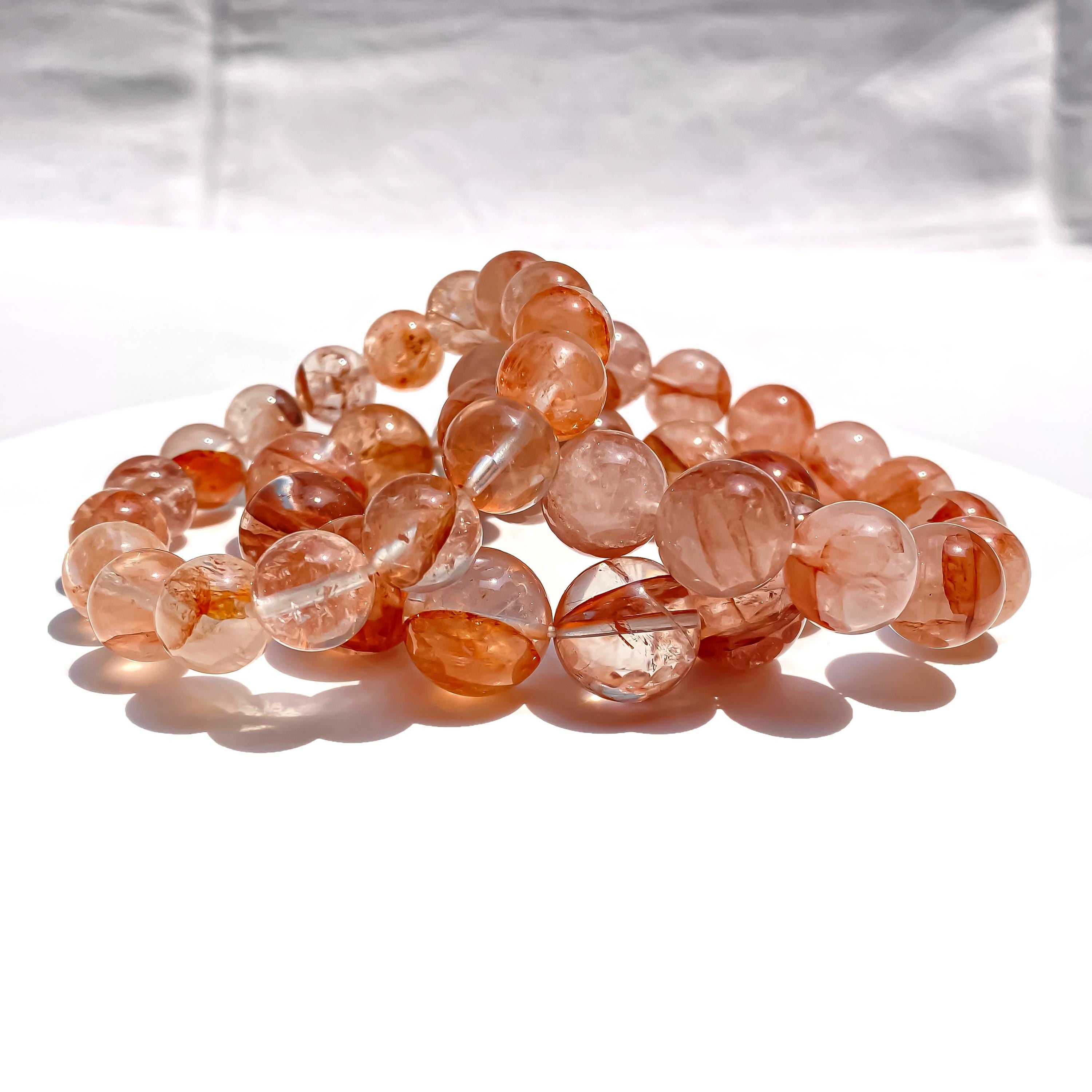 Himalayan Pink Quartz Crystal Bracelet: Handmade Gemstone Healing Jewelry