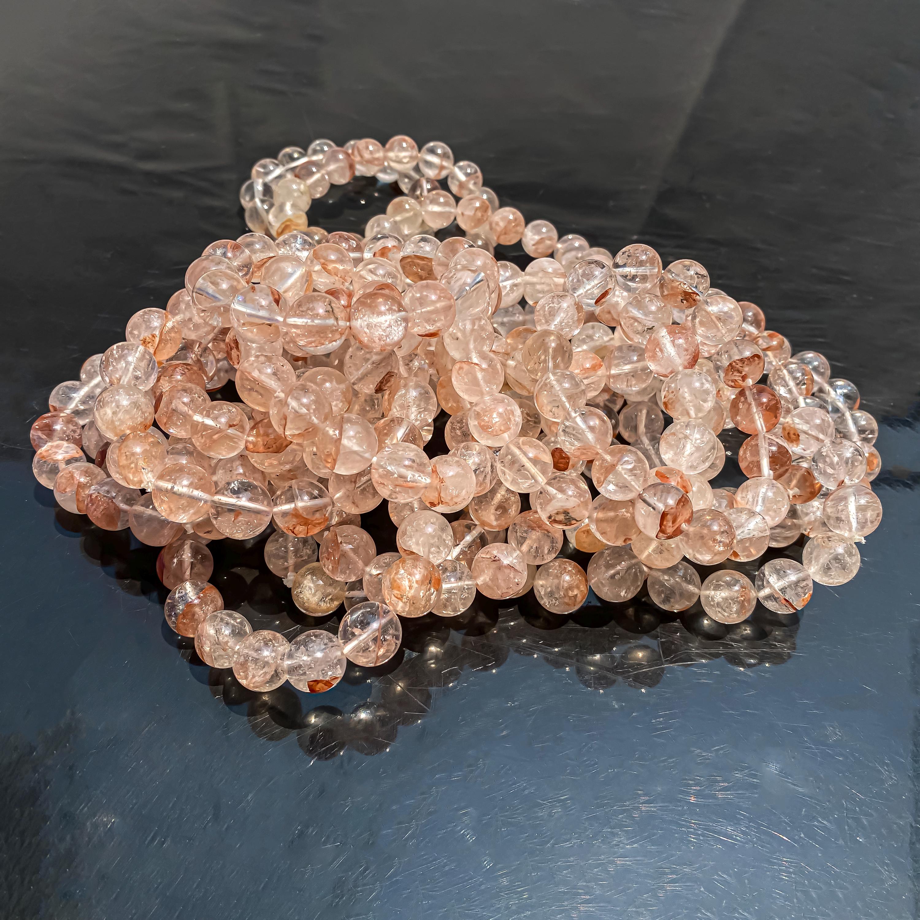 Himalayan Pink Quartz Bracelet: Natural Crystal Gemstone Jewelry