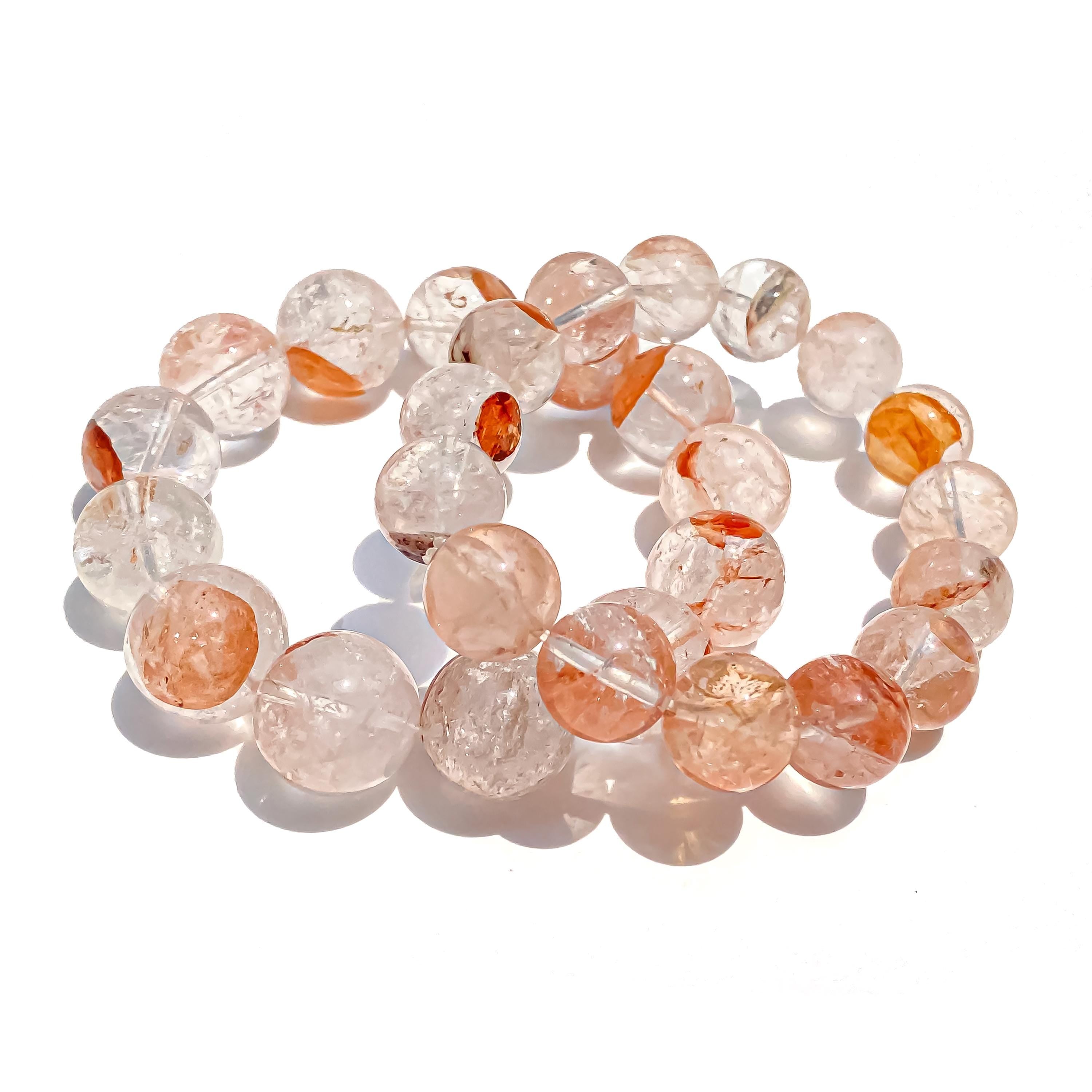 Himalayan Pink Quartz Bracelet: Natural Crystal Gemstone Jewelry