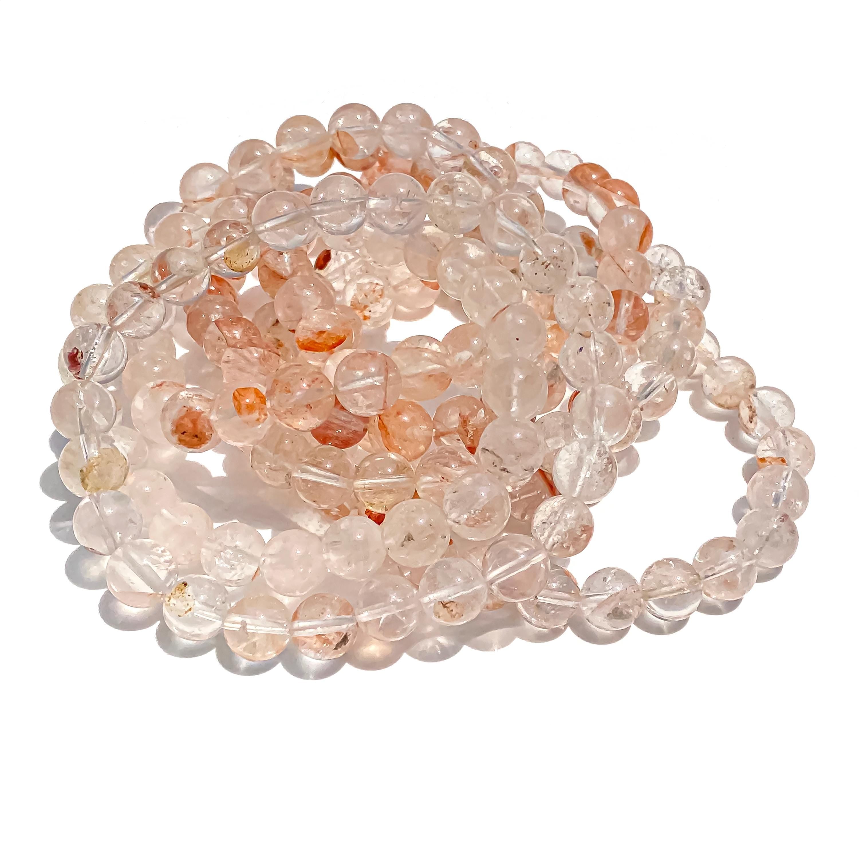 Himalayan Pink Quartz Bracelet: Natural Crystal Gemstone Jewelry