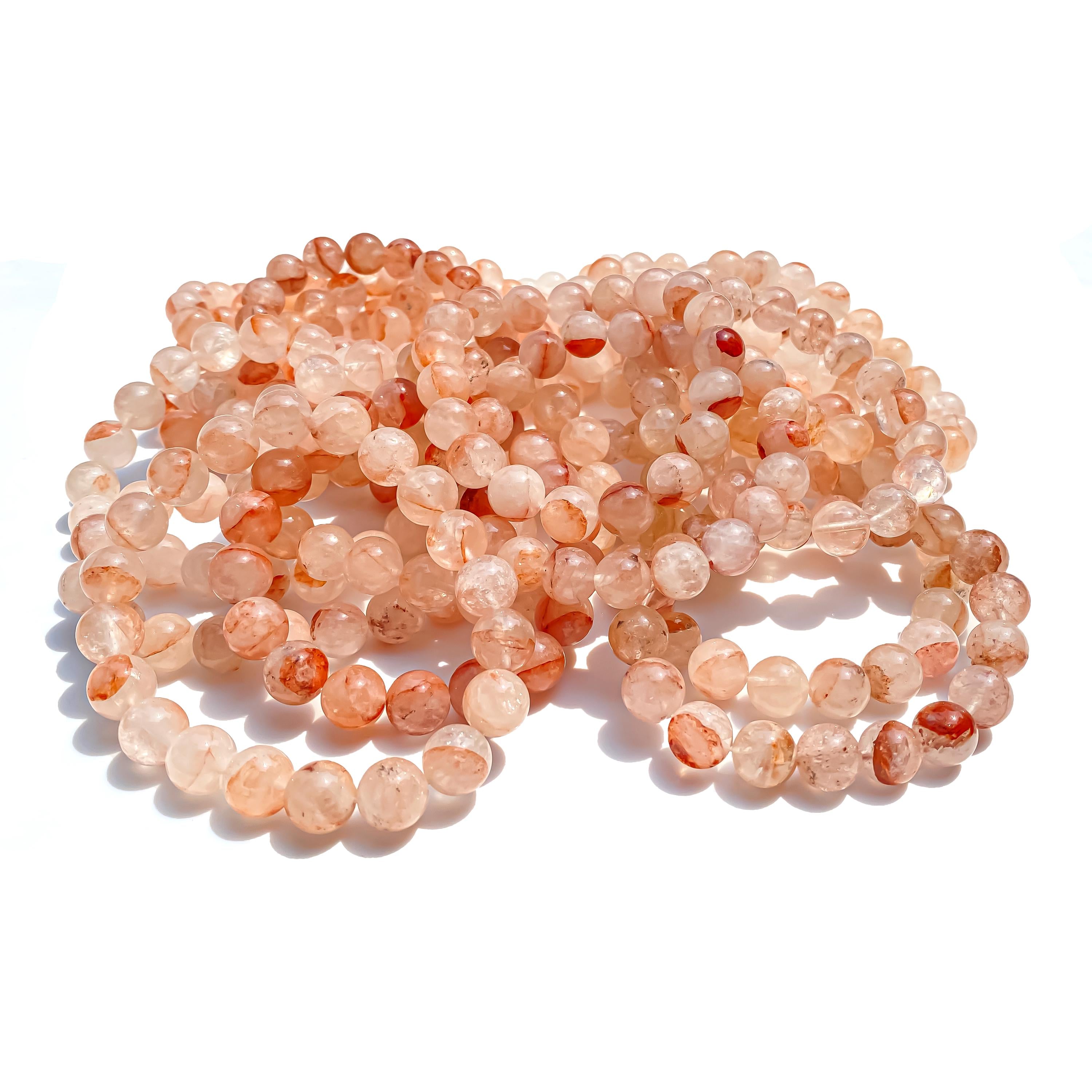 Himalayan Pink Quartz Bracelet : Natural Gemstone Crystal Jewelry