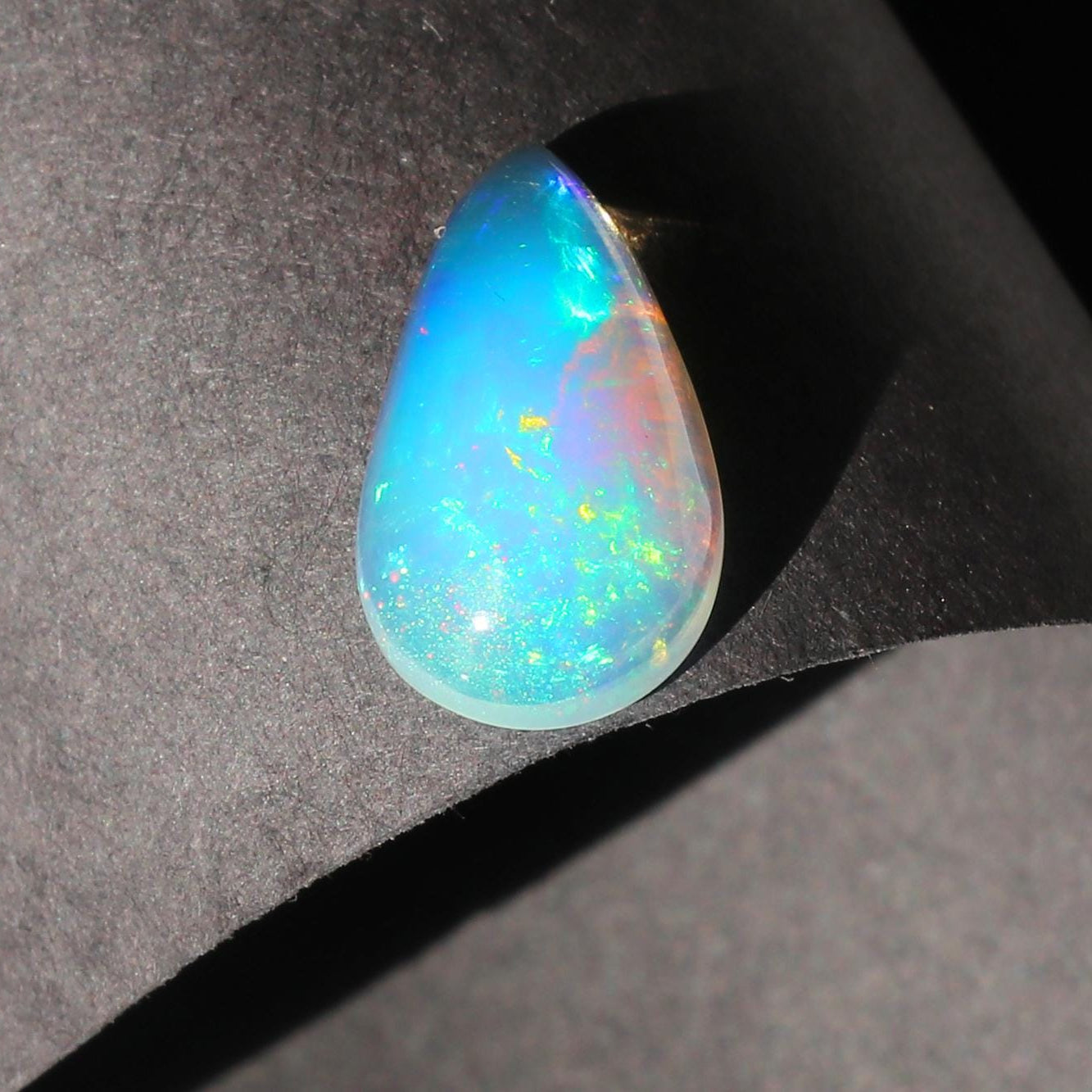 Welo Ethiopian Opal Cabochon: Pear-Cut Fire Opal Gemstone, 3 Cts