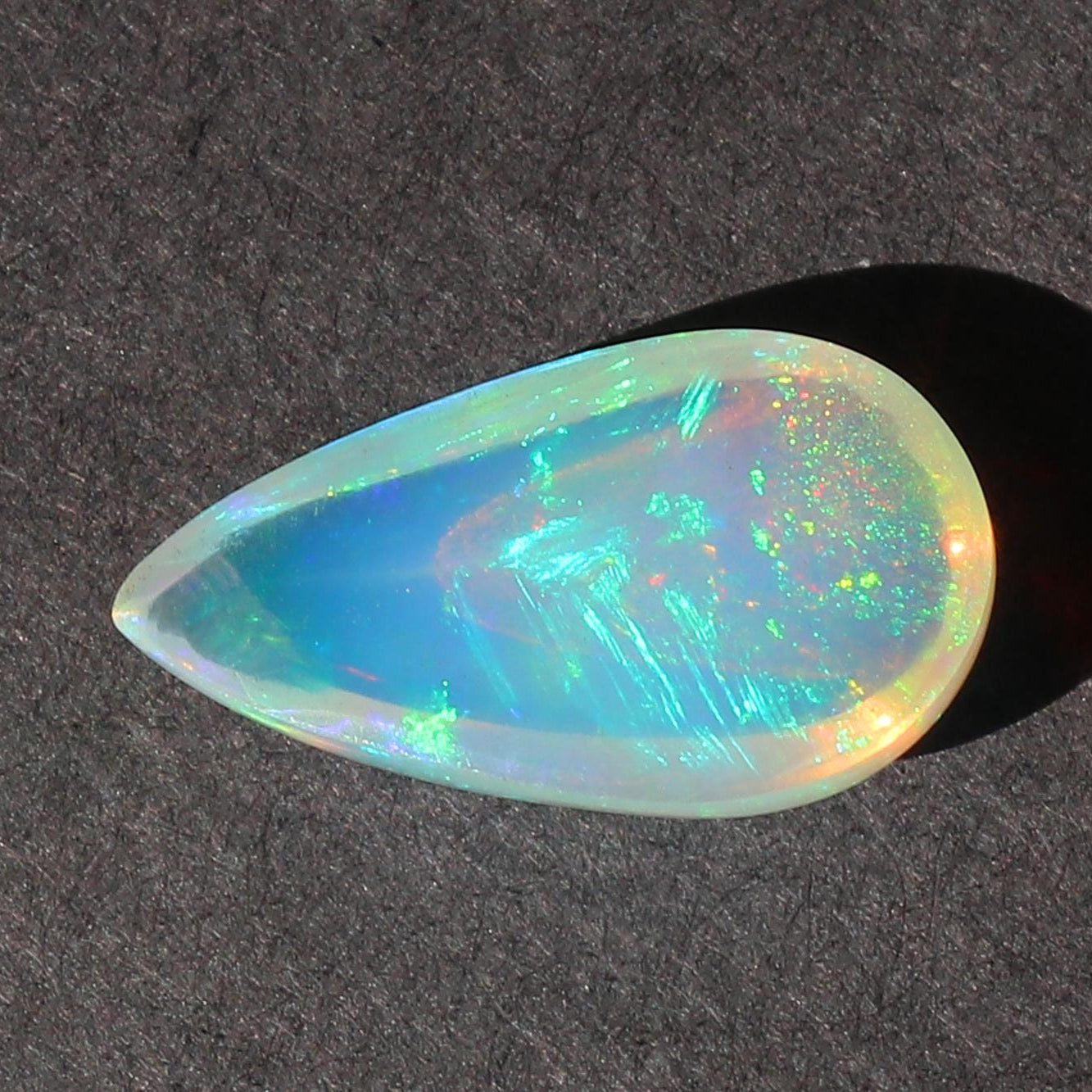 Welo Ethiopian Opal Cabochon: Pear-Cut Fire Opal Gemstone, 3 Cts