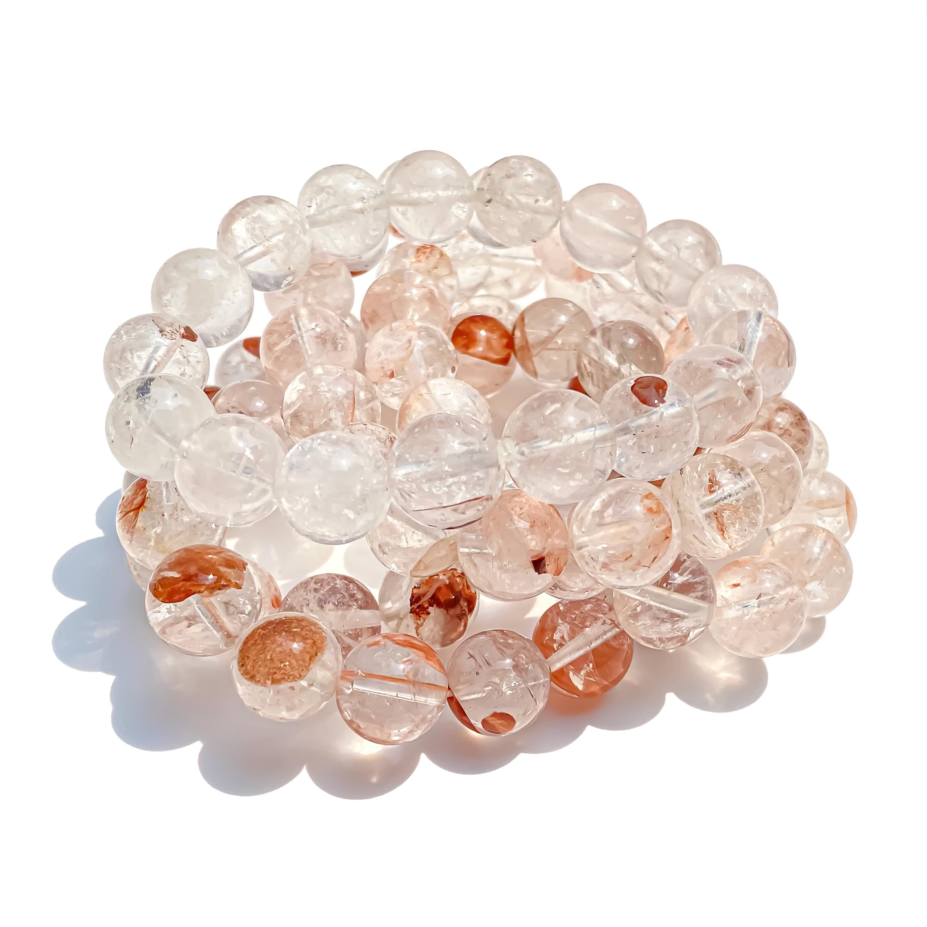 Himalayan Pink Quartz Crystal Bracelet: Natural Gemstone Stretch Jewelry