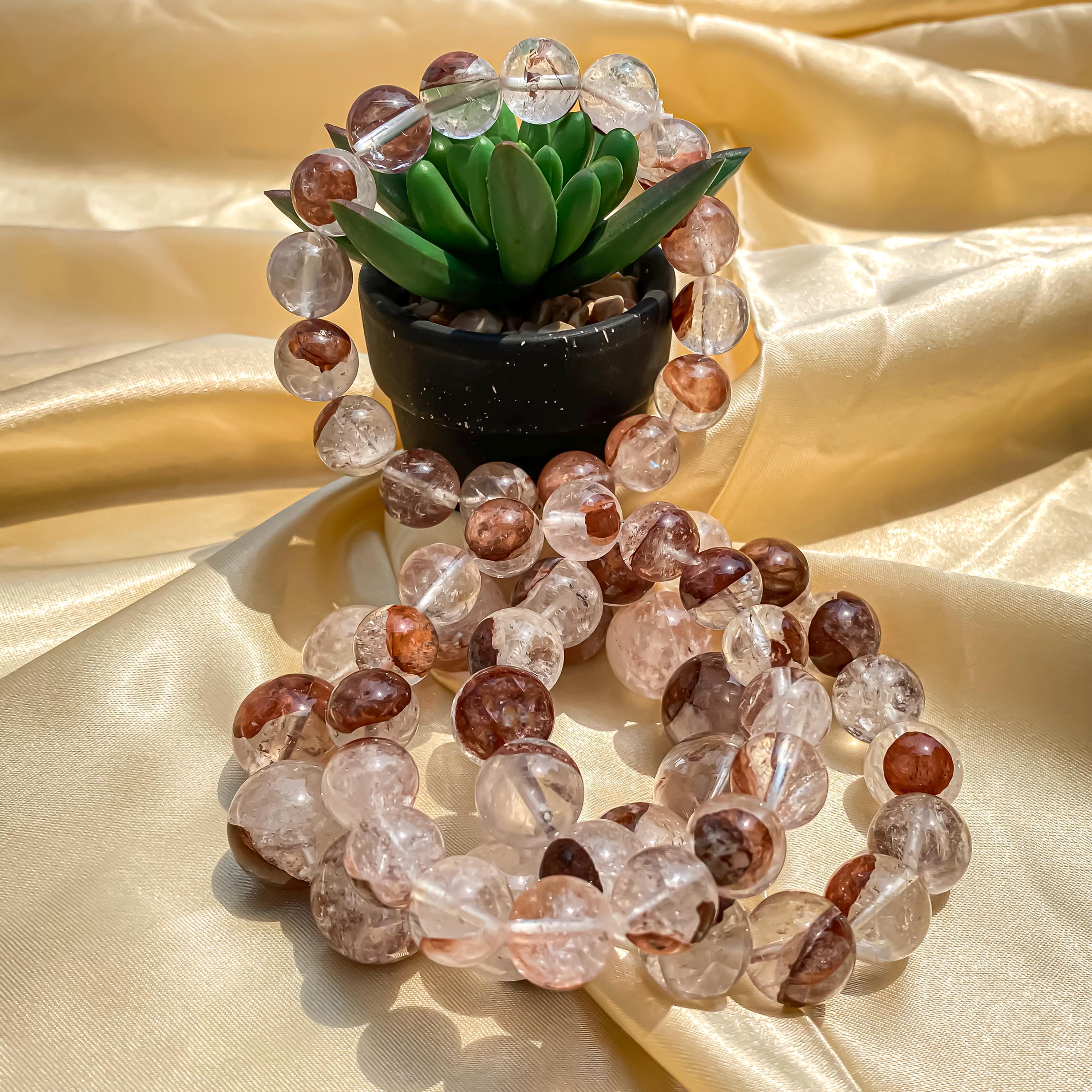 Himalayan Pink Quartz Bracelet: Natural Gemstone Beads, Spiritual Jewelry