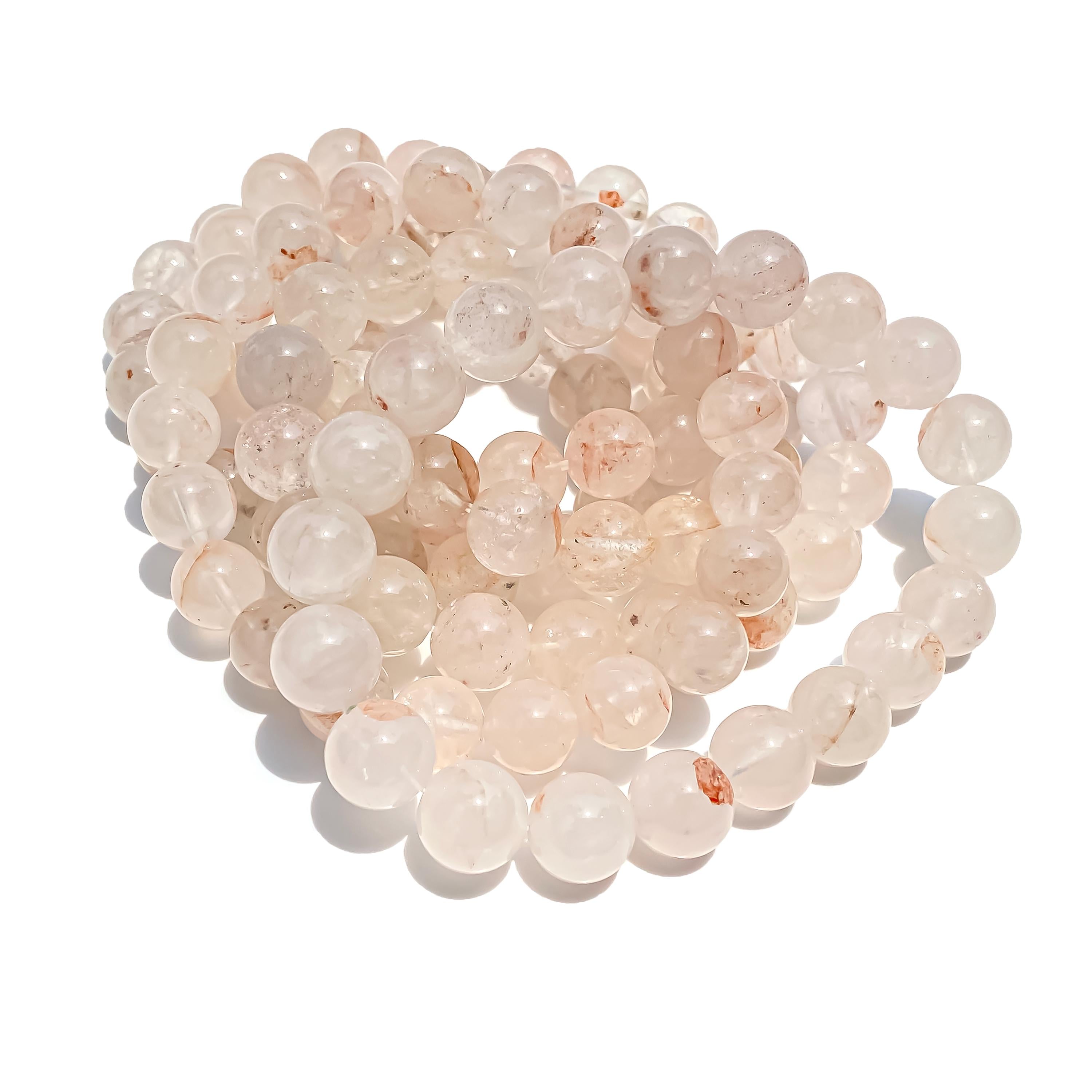 Himalayan Pink Quartz Bracelet: Handmade Gemstone Healing Jewelry
