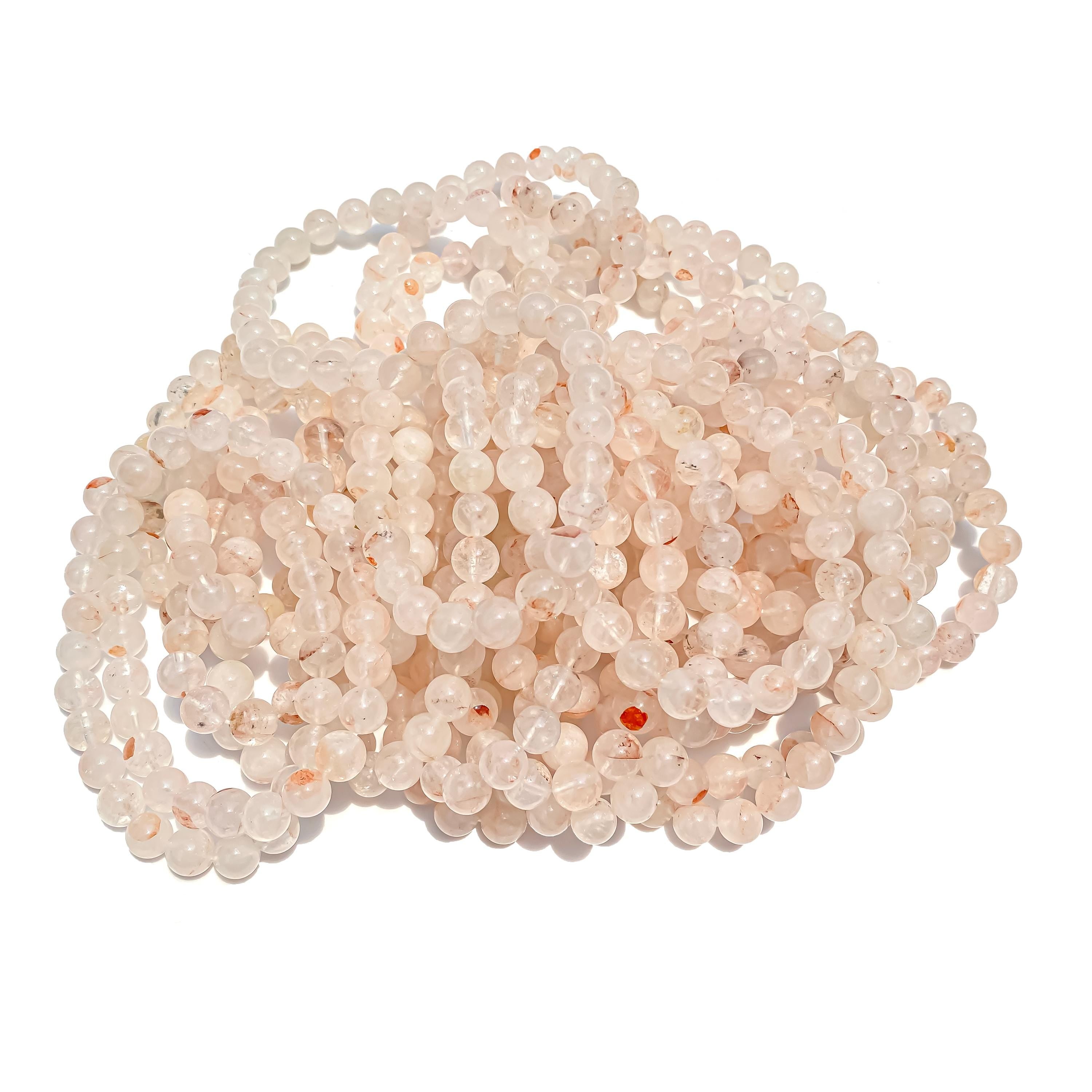 Himalayan Pink Quartz Bracelet: Handmade Gemstone Healing Jewelry