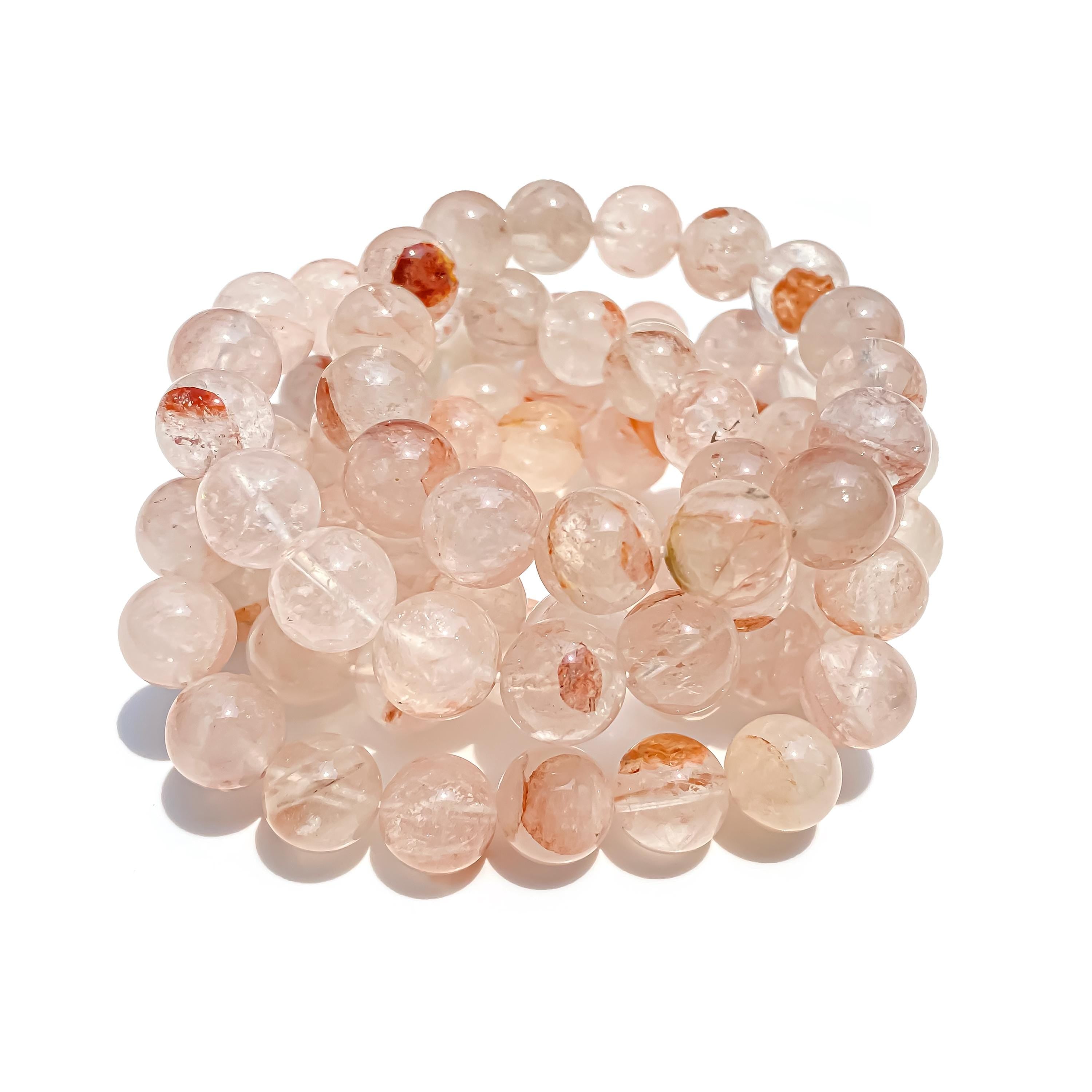 Himalayan Pink Quartz Beaded Bracelet: Healing Crystal Jewelry